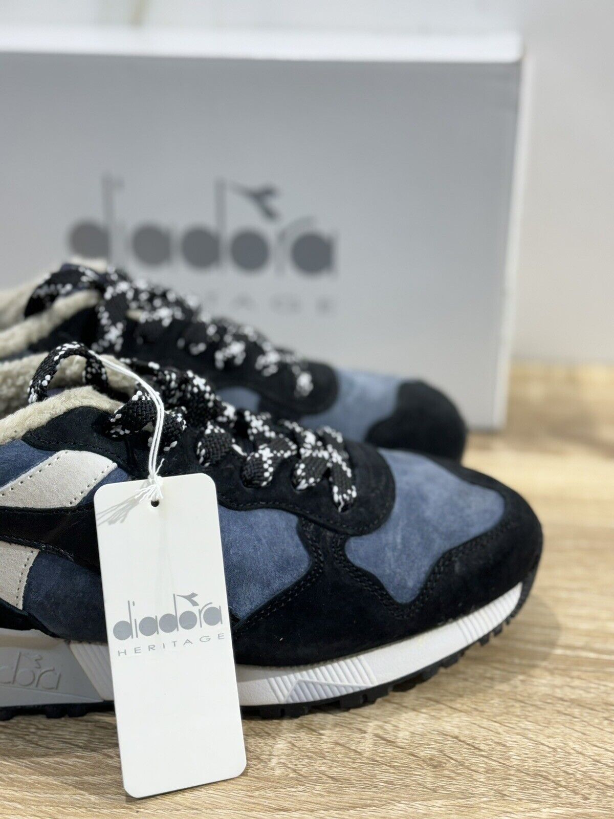 Diadora Heritage Sneaker Uomo Trident 90 Check Suede Blu  Casual Sneaker 43