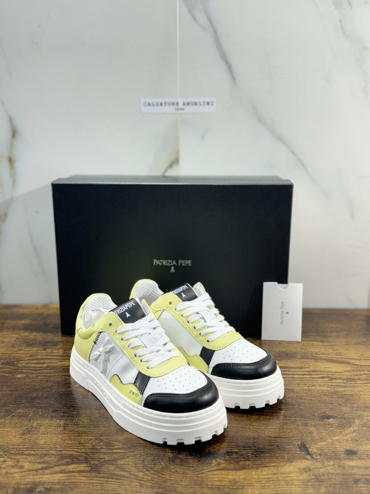 Patrizia Pepe Sneaker Donna Pelle Bianca Lime Casual Sneaker Donna 38