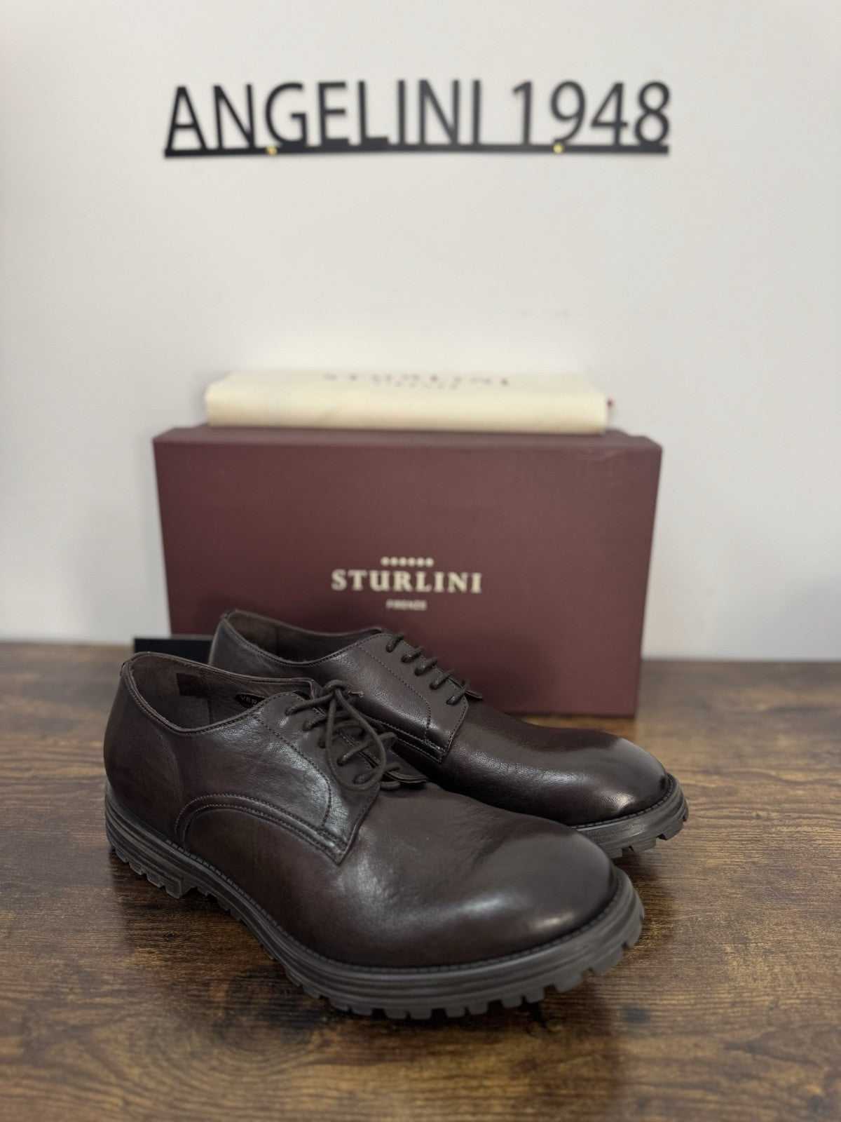 Sturlini  Derby Pelle Marrone Ultra Flex   Luxury Scarpa Uomo 42