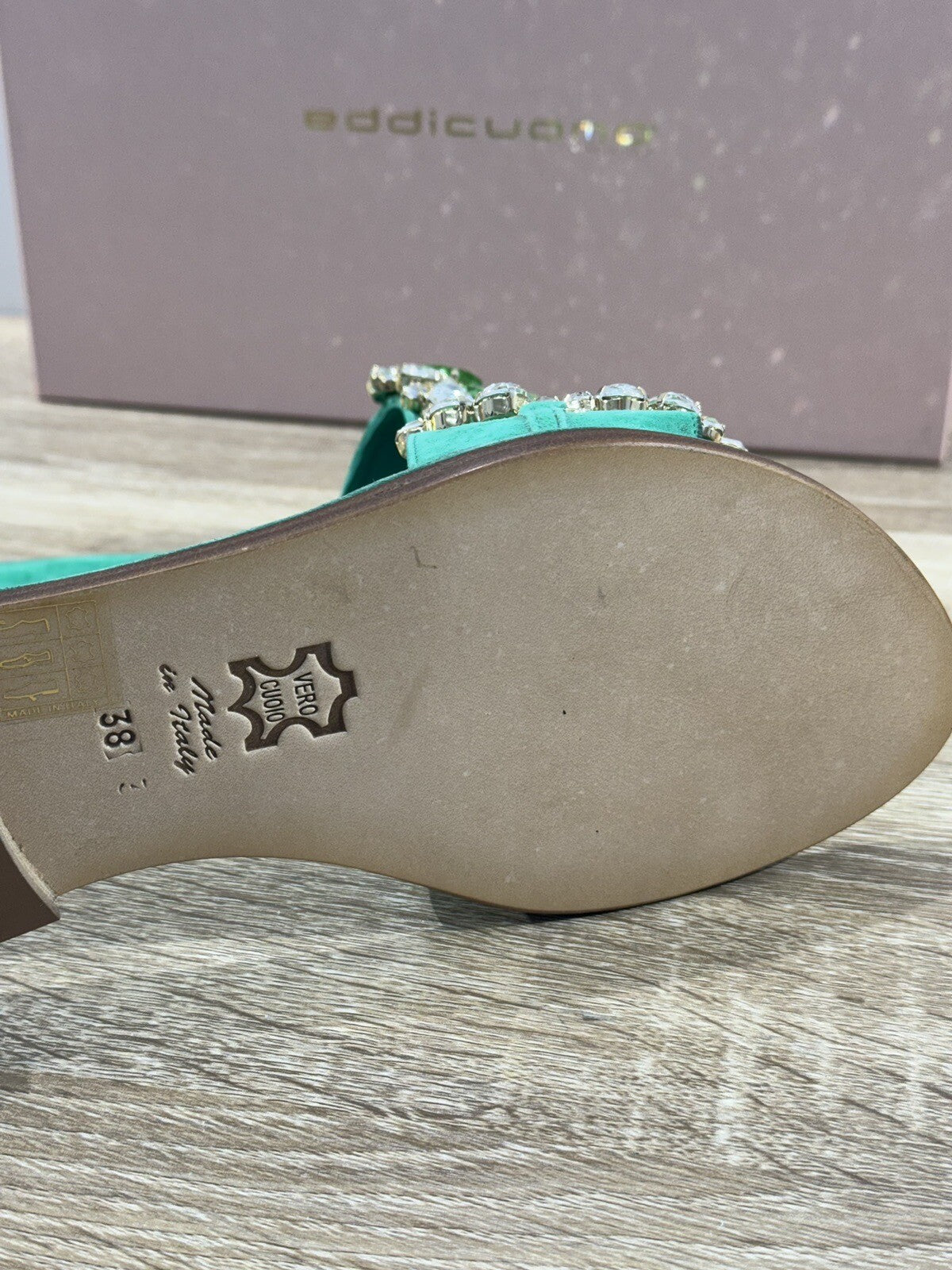 Eddi Cuomo Luxury Sandals Donna In Pelle Verde     Fatti A Mano  Handmade 38