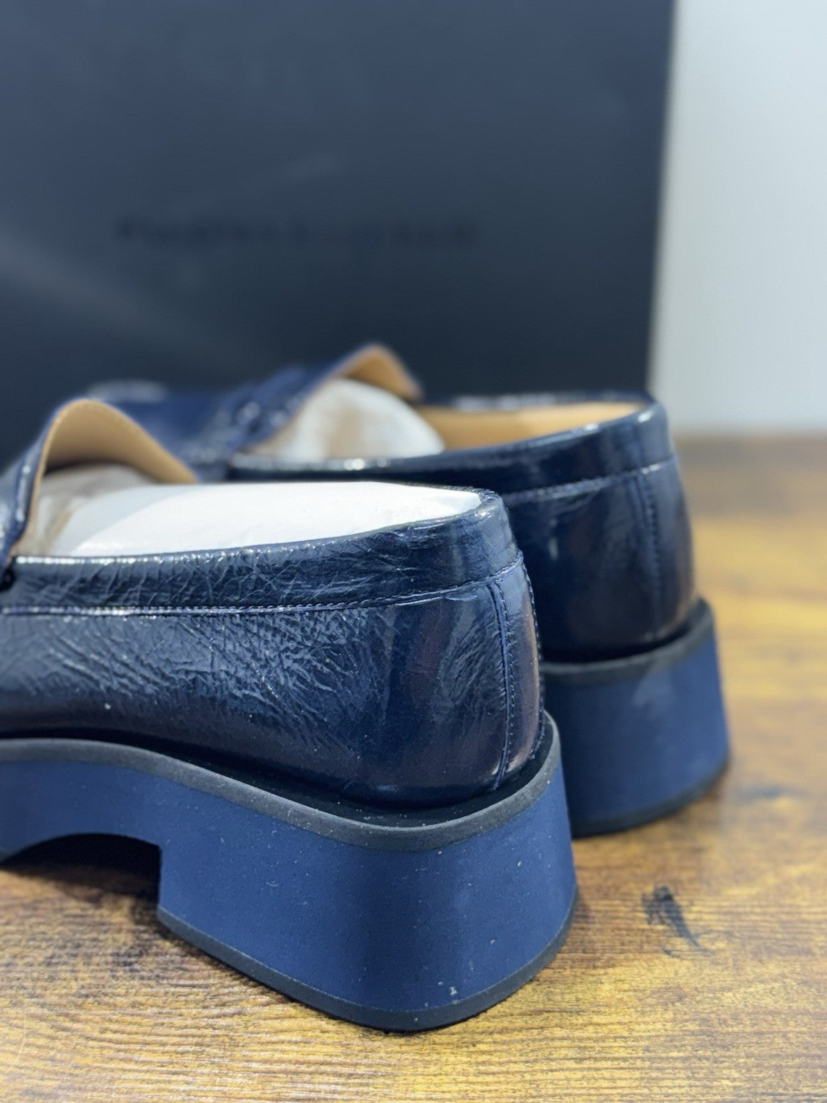 Paloma Barcelo’ Mocassino  Feather   Pelle Blu     Casual Loafer Donna 41