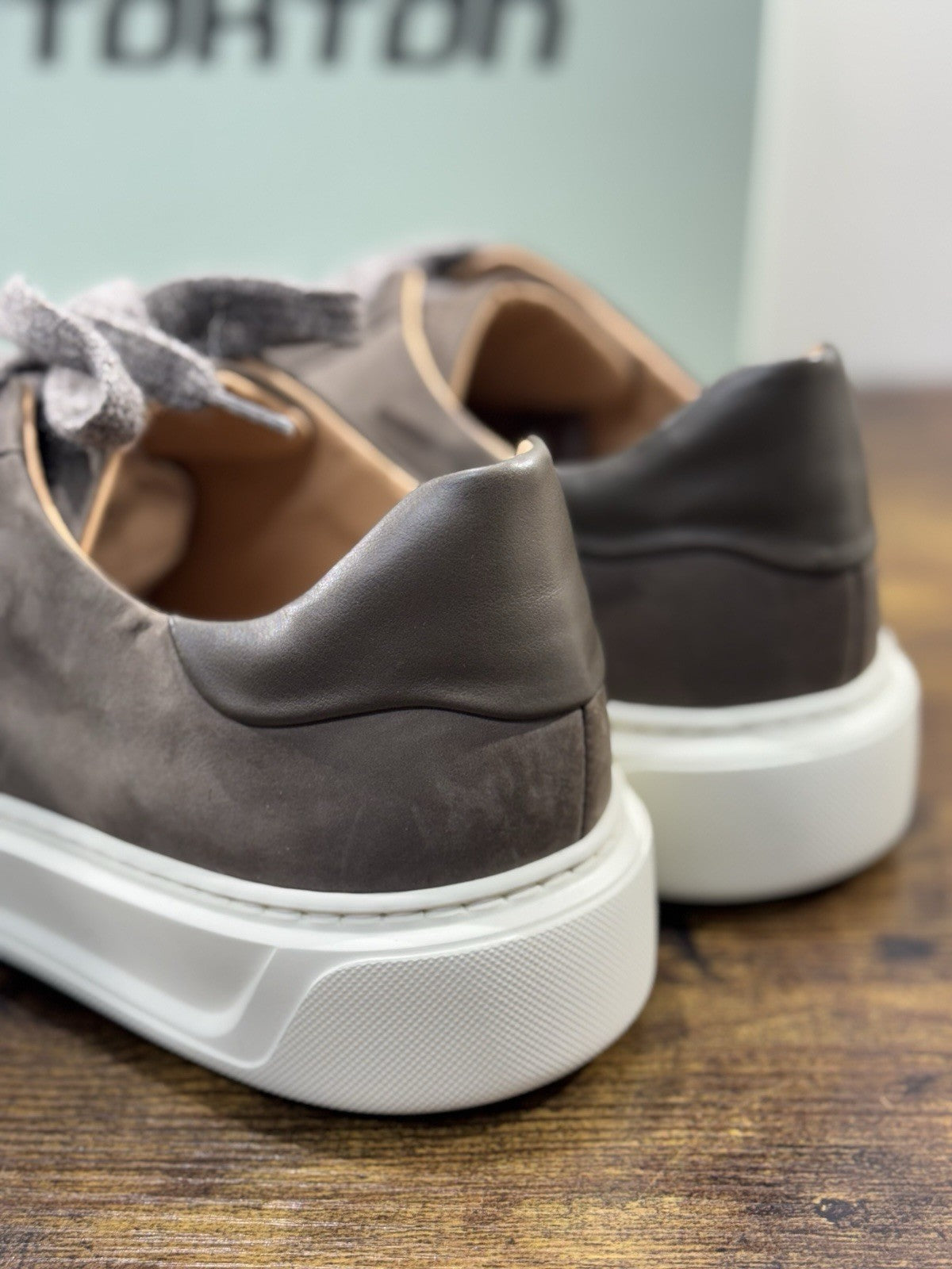 Stokton Sneaker Pelle Nabuk Taupe  100% Made In Italy Uomo 44