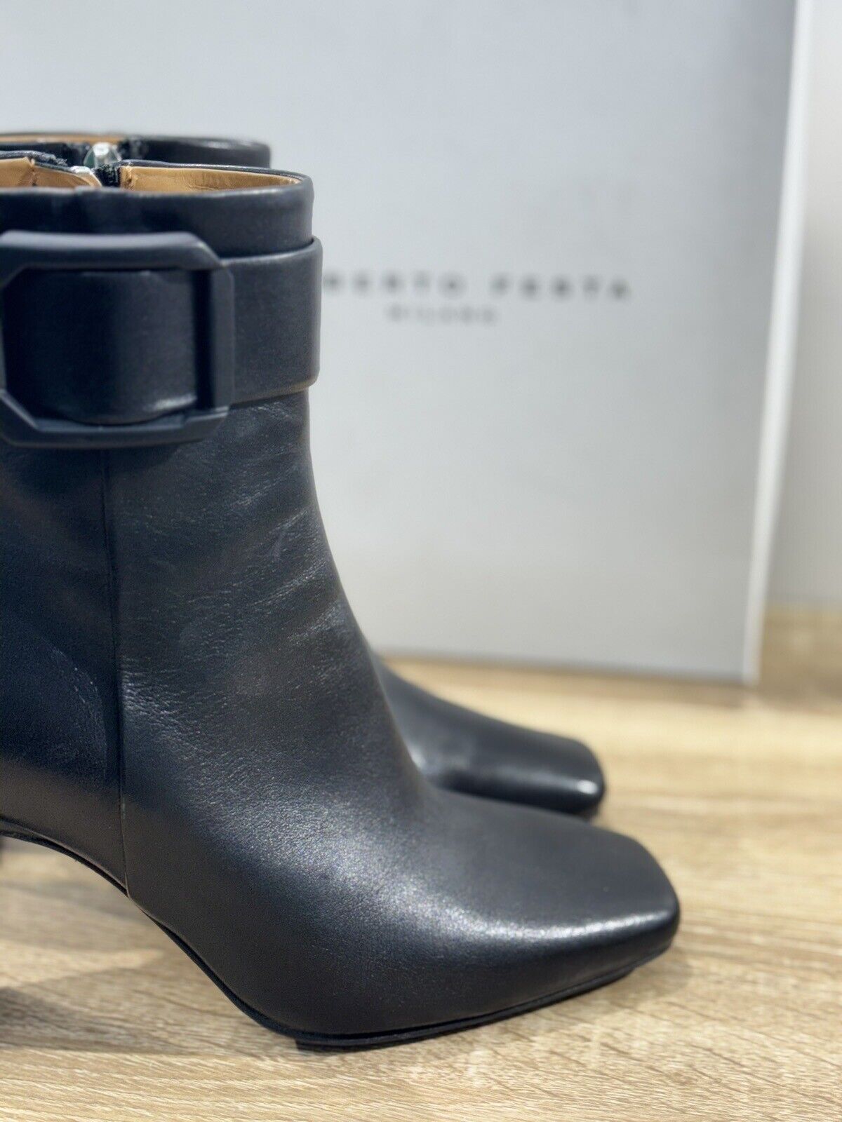 Roberto Festa Milano Stivaletto Donna Pelle Nera Con Tacco Luxury Boot 37