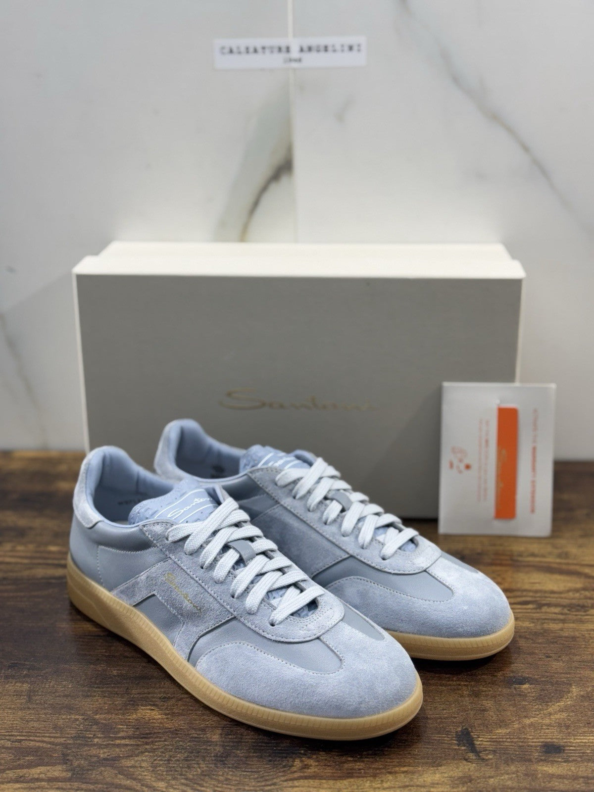 Santoni Sneaker Suede Light Blue  Luxury Santoni Scarpe Donna 40.5