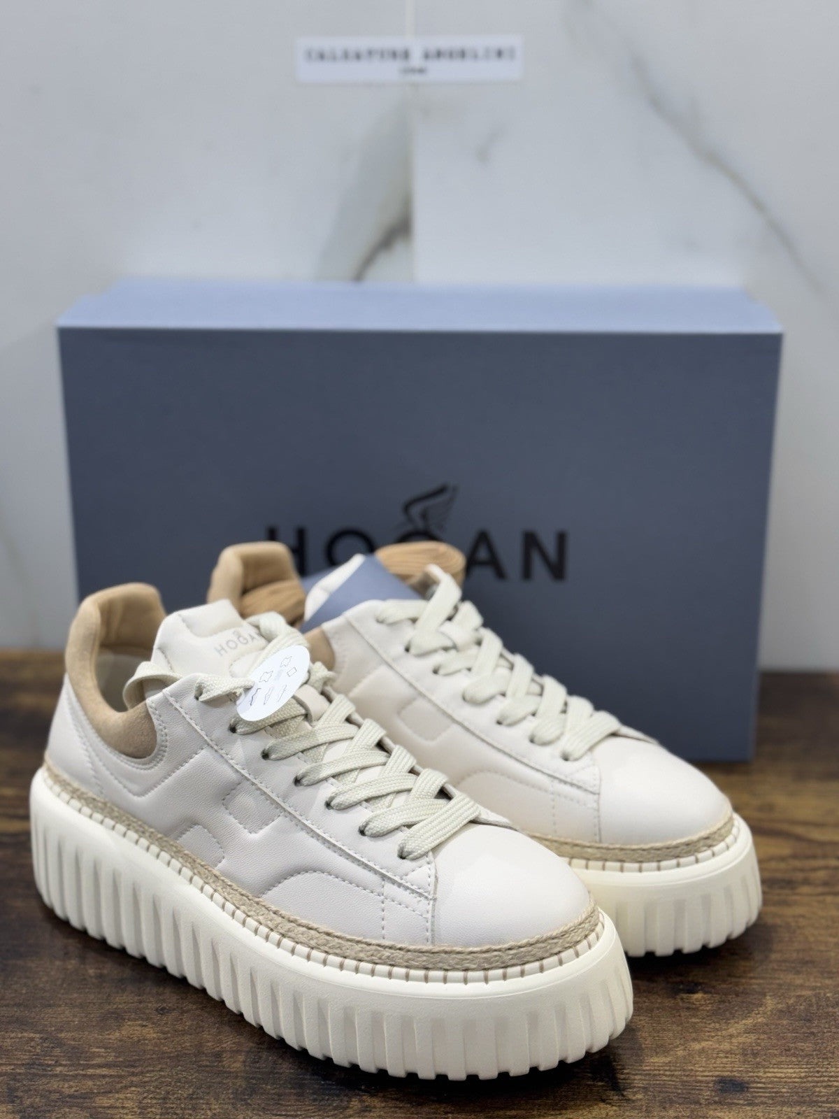 Hogan H Stripes Sneaker Pelle Bianca Zeppa   Memory Foam Scarpa Hogan Donna 37