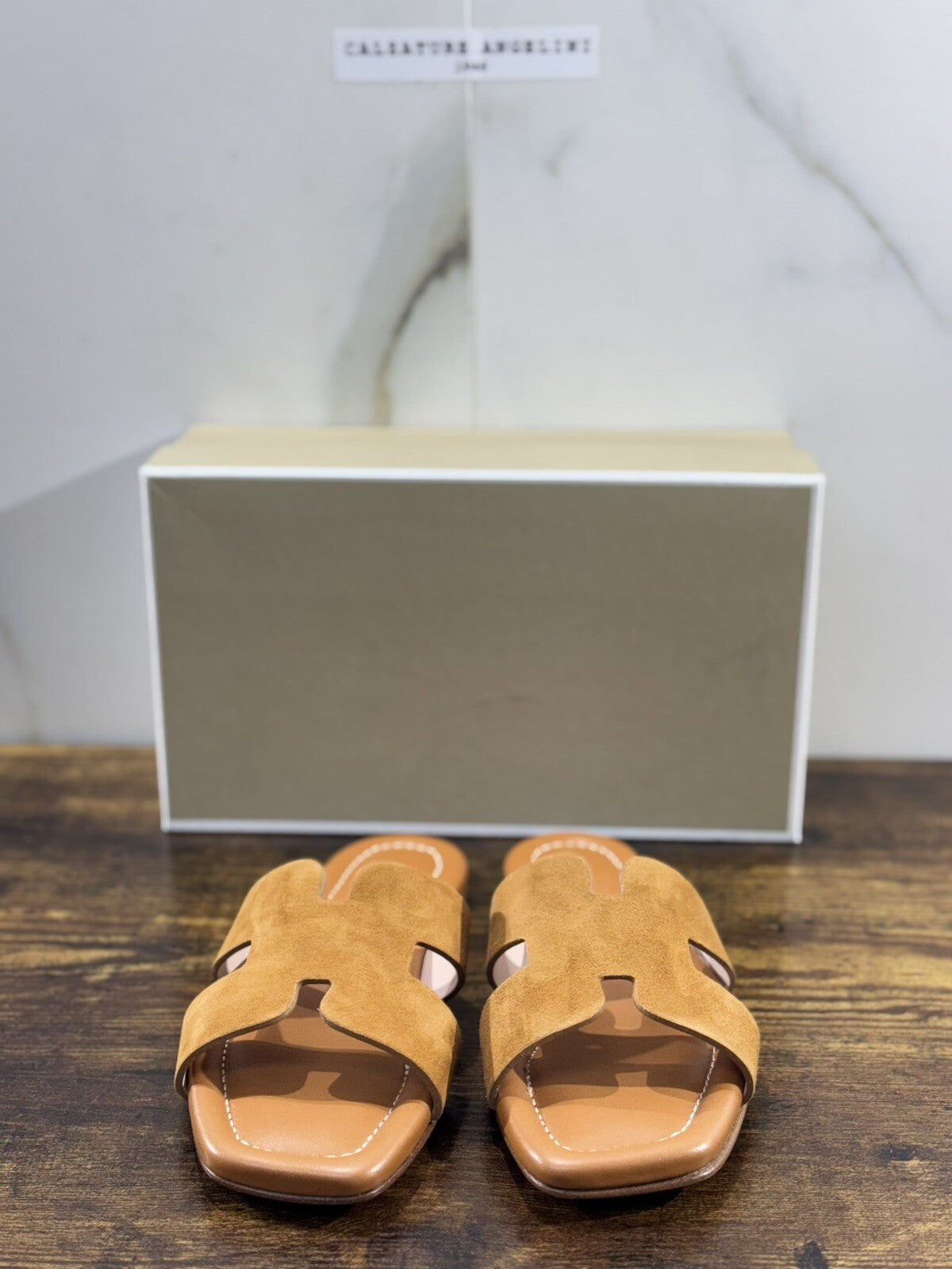 Capri Sandalo Donna In Suede Cuoio       Fatto A Mano In Italia Fondo Cuoio 37