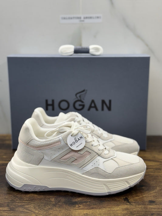Hogan H669 Sneaker Pelle Bianca Light Pink  Memory Foam Scarpa Hogan Donna 36.5