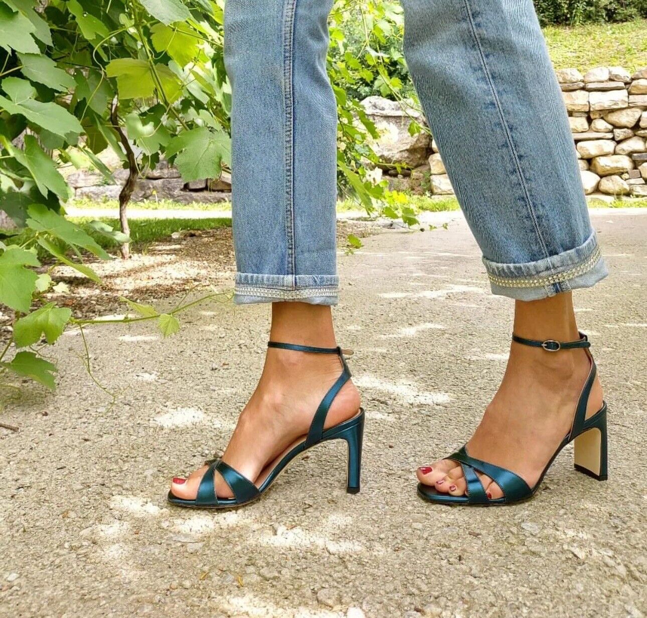 Mia Moltrasio Sandalo Donna In Raso Blu    Luxury Handmade Sandal 36