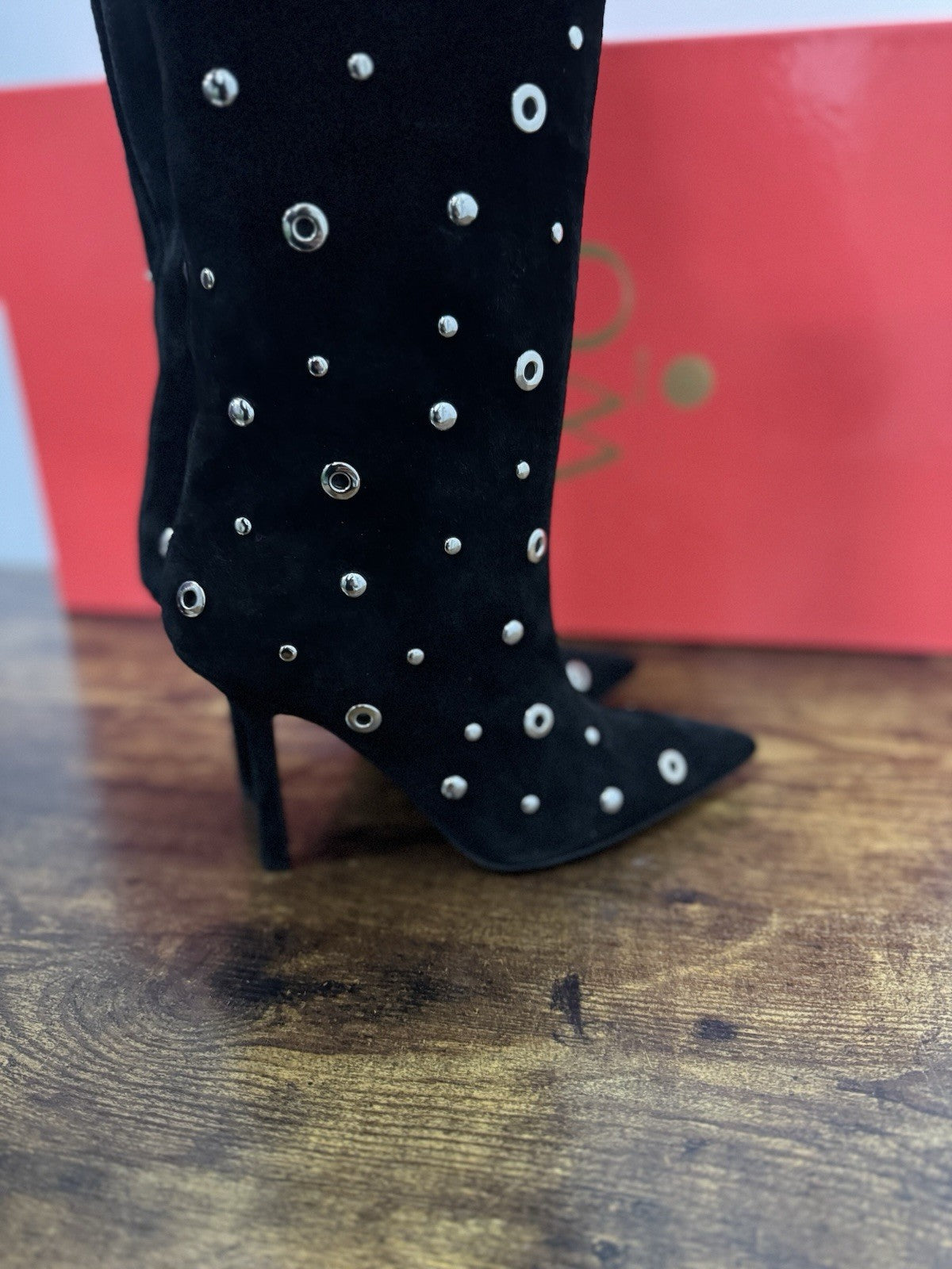 WO MILANO STIVALE SUEDE NERO BORCHIE CASUAL BOOT DONNA 38