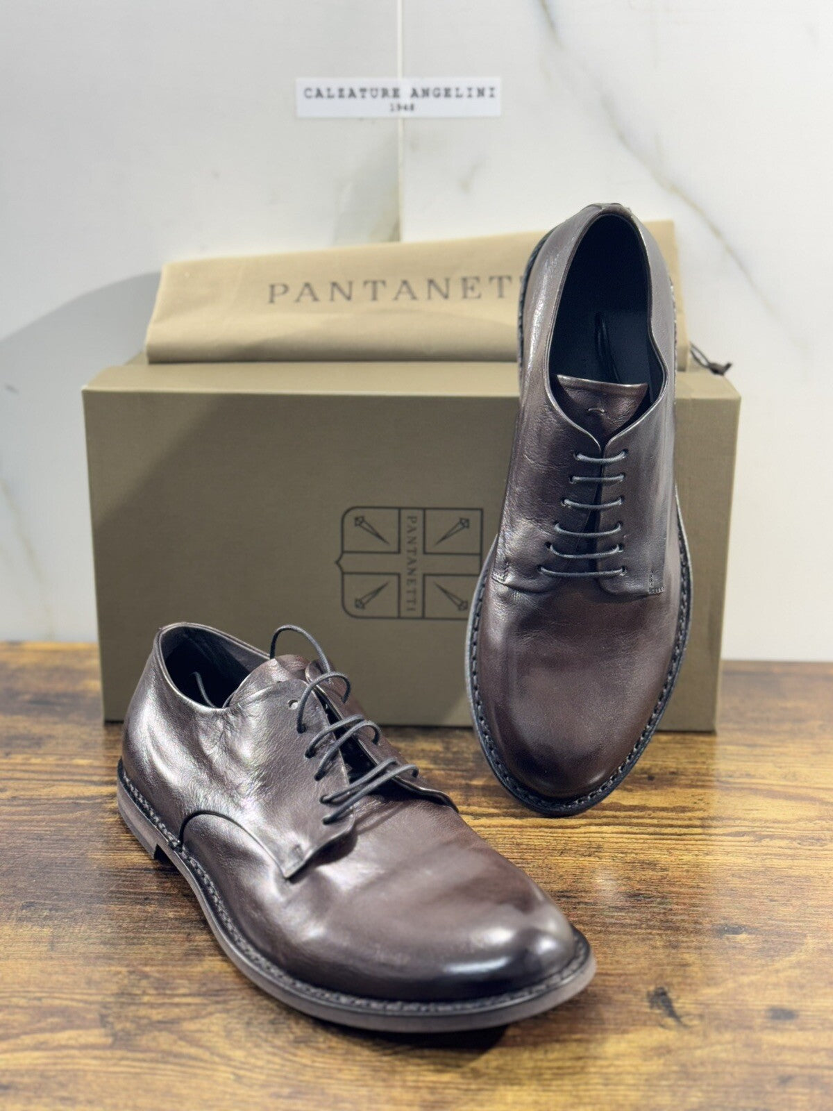 Pantanetti Scarpa   Uomo Derby Pelle   Luxury Handmade Pantanetti Men Shoes 44