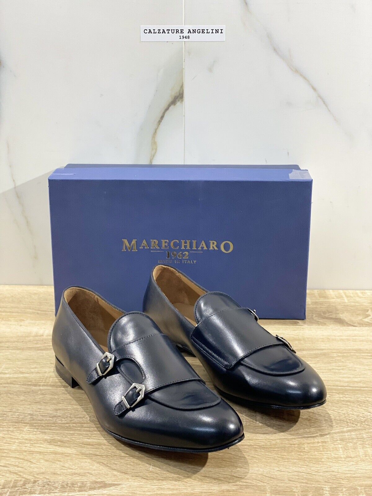 Marechiaro 1962 Mocassino Uomo Double Buckle Fully Made In Italy Pelle Nero 44