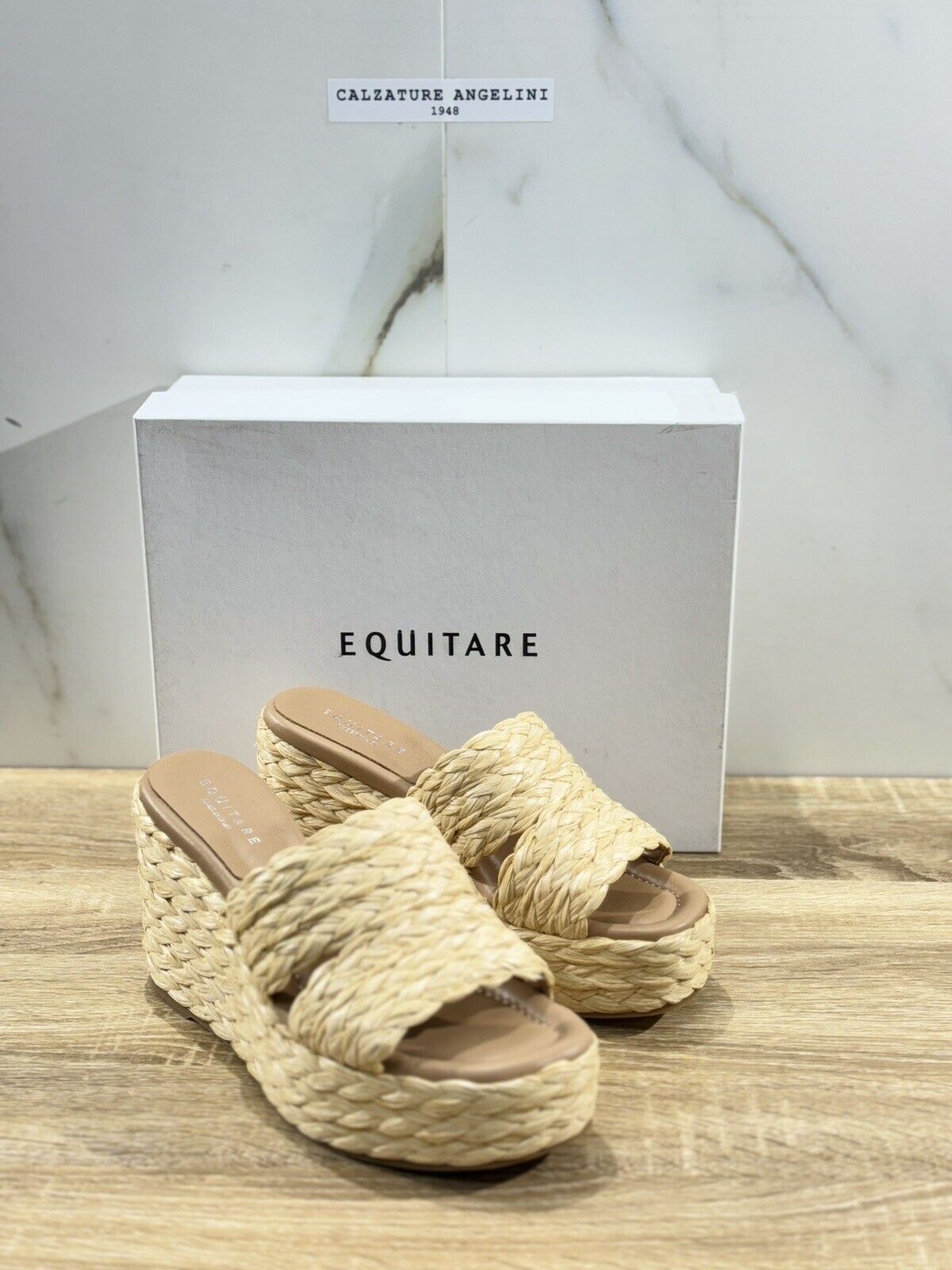 Equitare Sandalo Donna Habana Raffia Naturale  E Pelle Zeppa 37