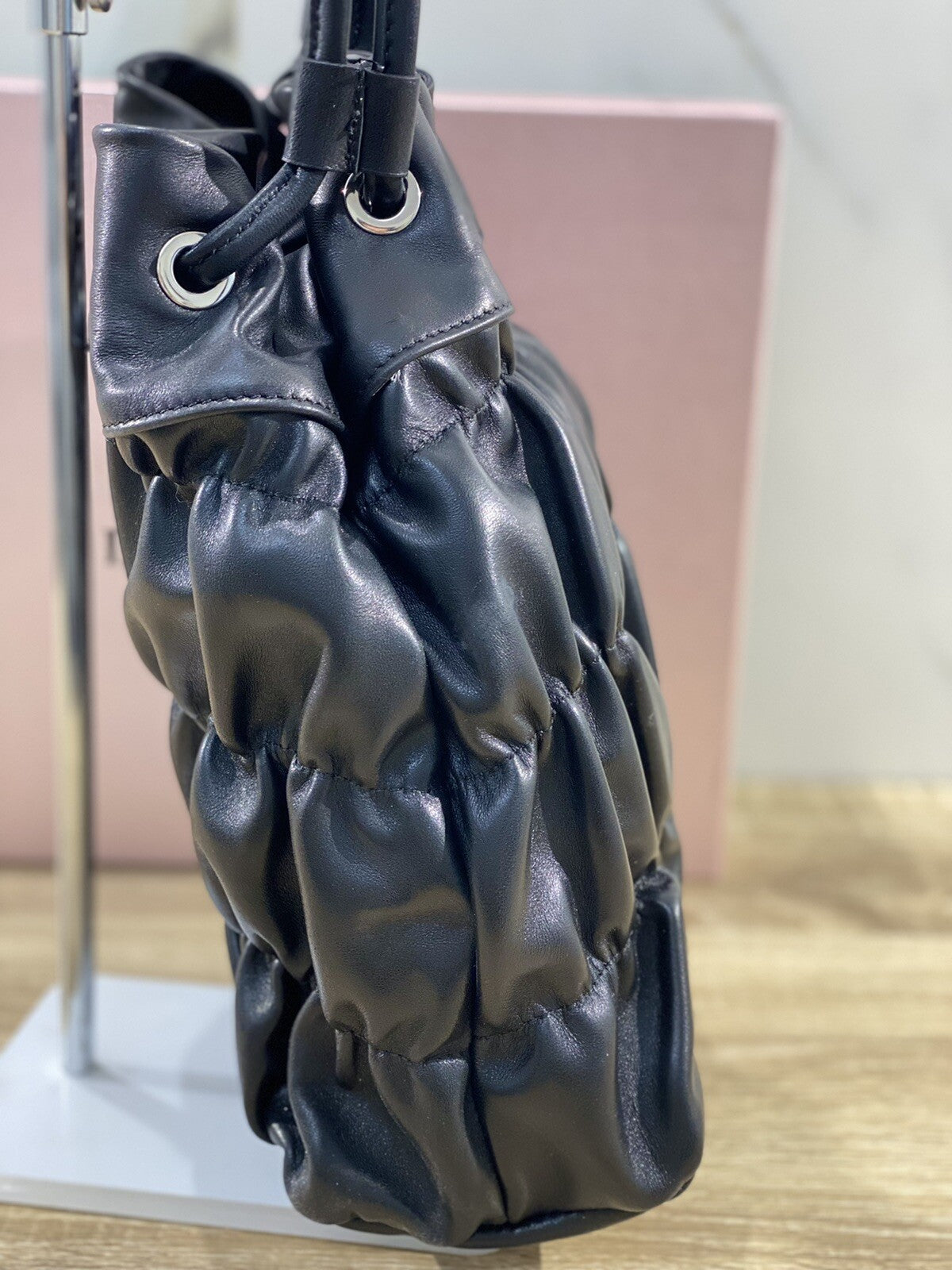 L’arianna Borsa donna in pelle nera secchiello made in italy pelle 