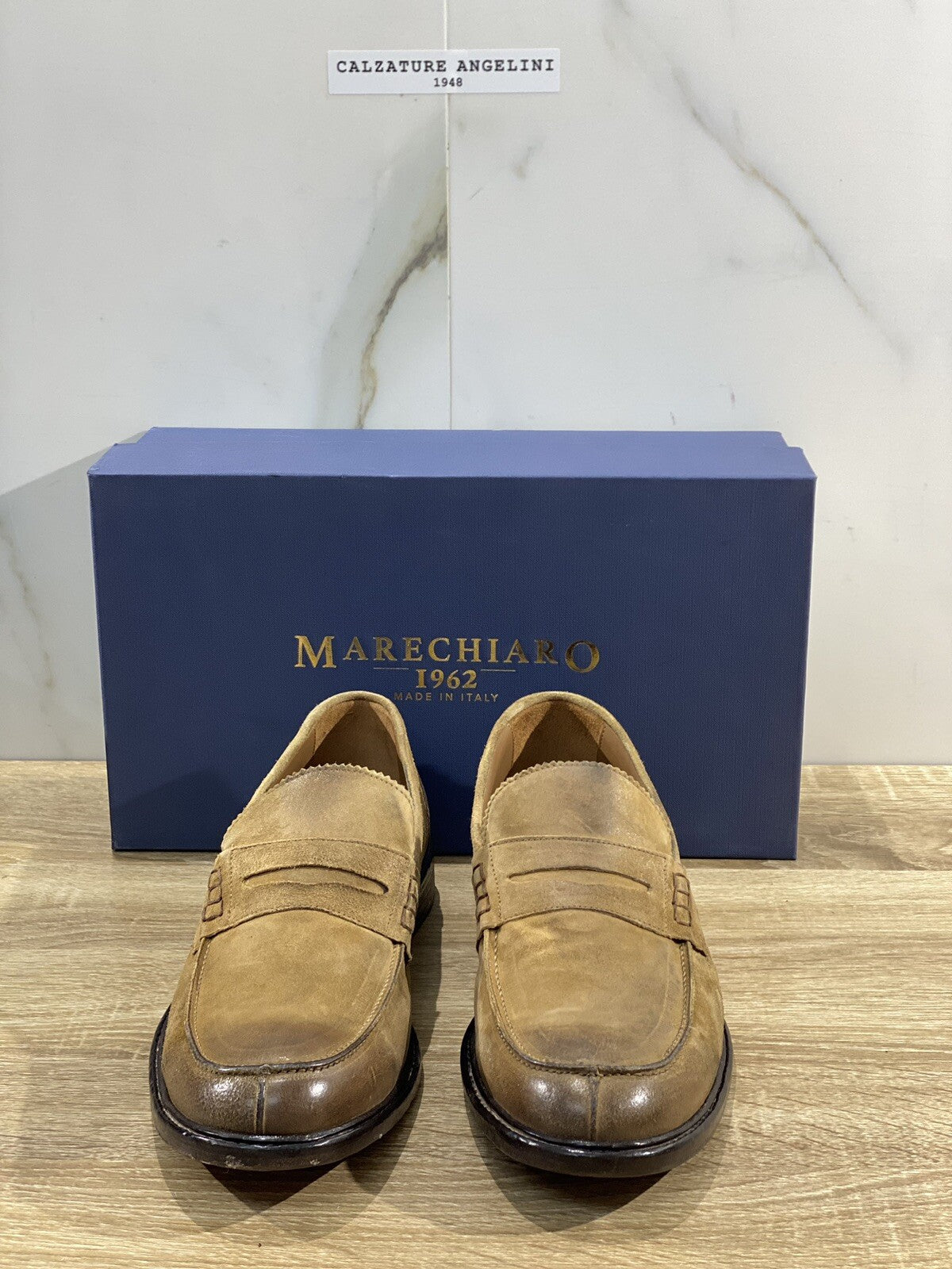 Marechiaro 1962 Mocassino Uomo Pelle Suede Cuoio Fully Made In Italy 44