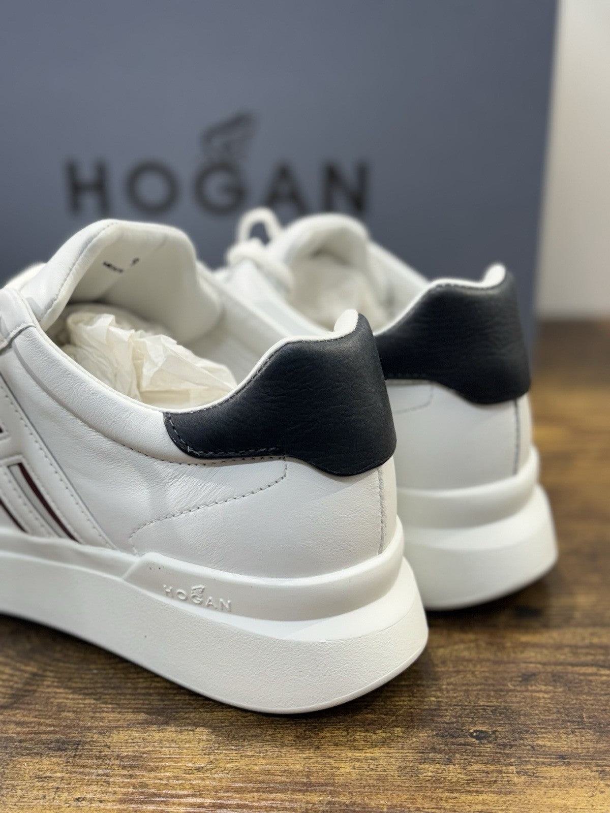 Hogan H580  sneaker Pelle Bianco  memory foam Luxury HoganShoes Uomo 43