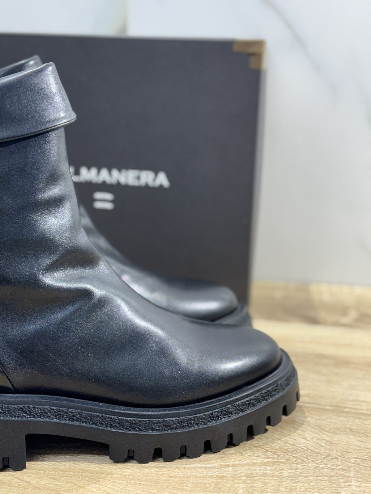 HALMANERA Biker Donna Rama Pelle Nera Extra Light Casual Handmade Boot 41