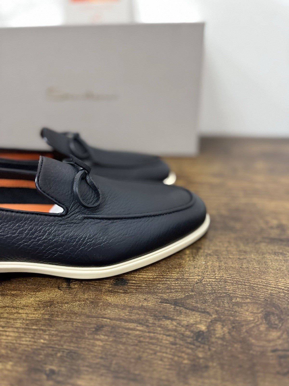 Santoni Mocassino Summer Walk  Pelle Cervo  Blu Luxury Santoni Uomo 40.5