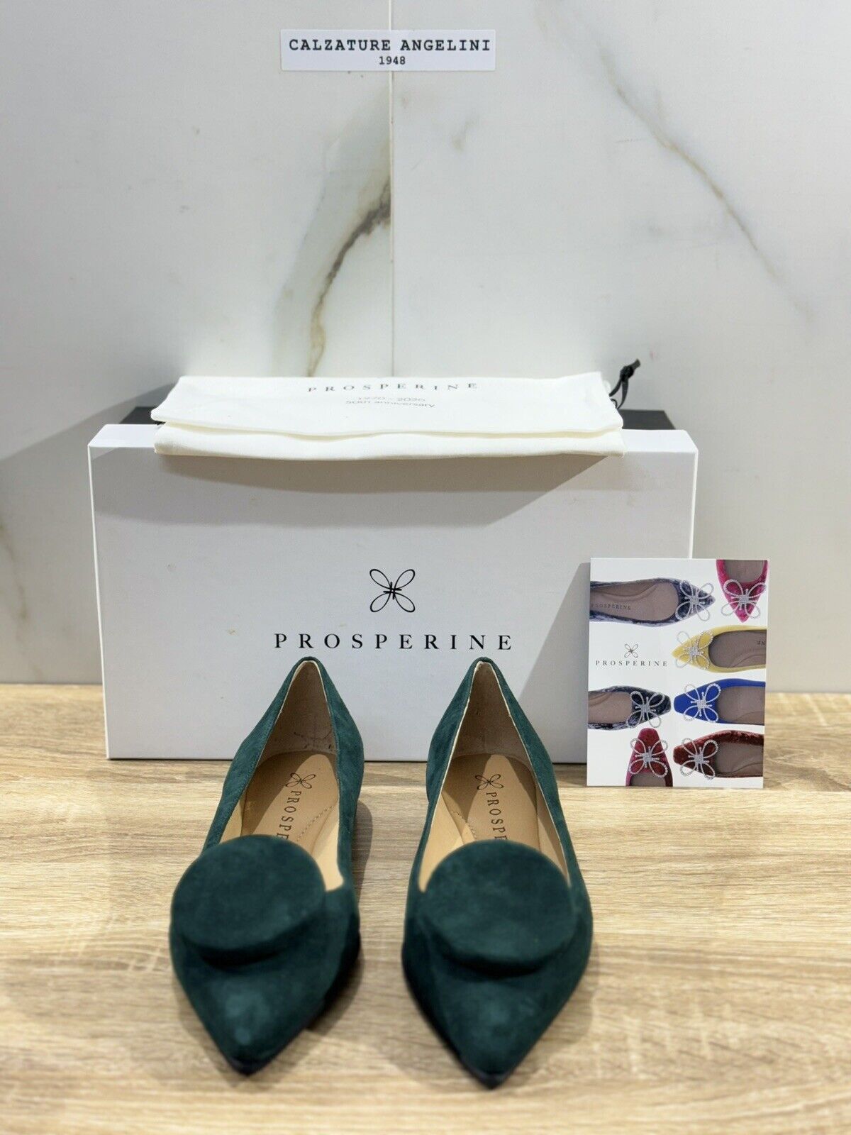 Prosperine Ballerina  donna in Suede Verde      luxury made in italy 36.5