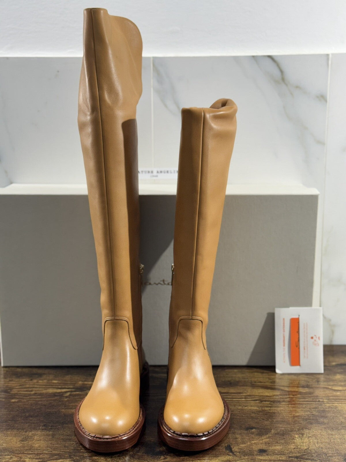 Santoni Stivali Donna In Pelle Cuoio Luxury Woman Boot Santoni 37