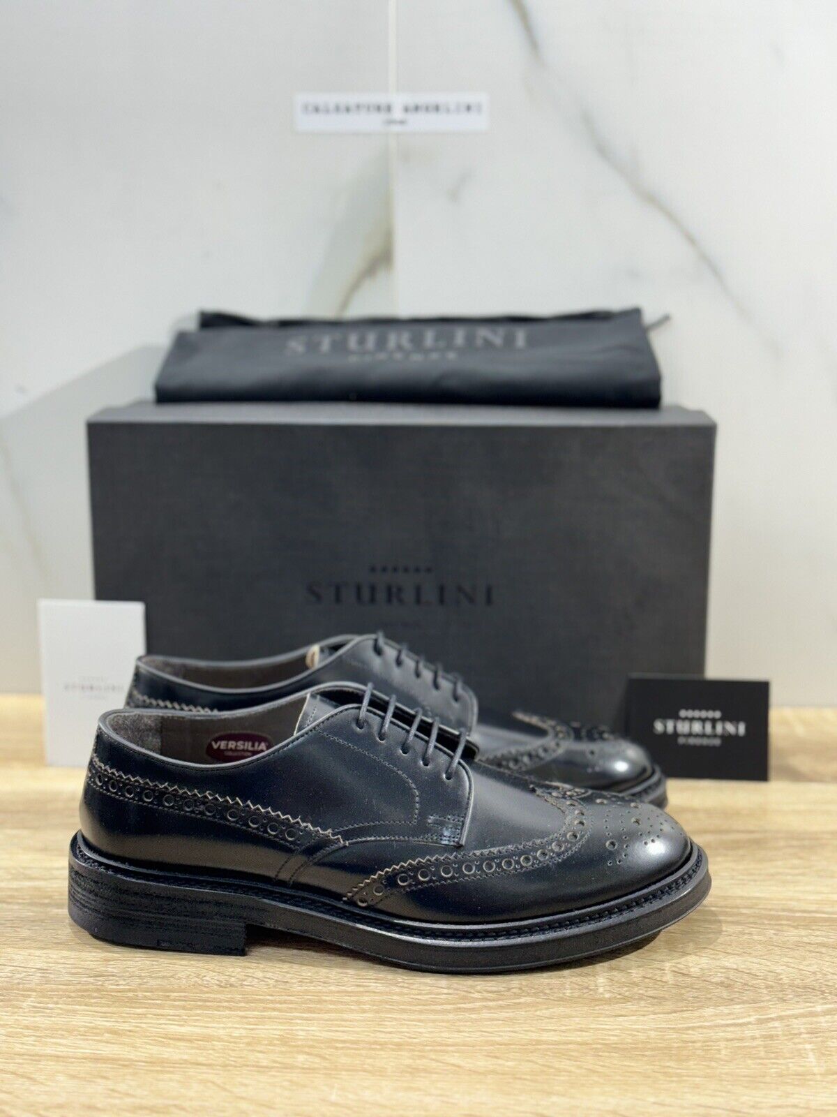 Sturlini Firenze Scarpa Uomo Pelle Nera  Luxury Craftmanship Men Vibram 43