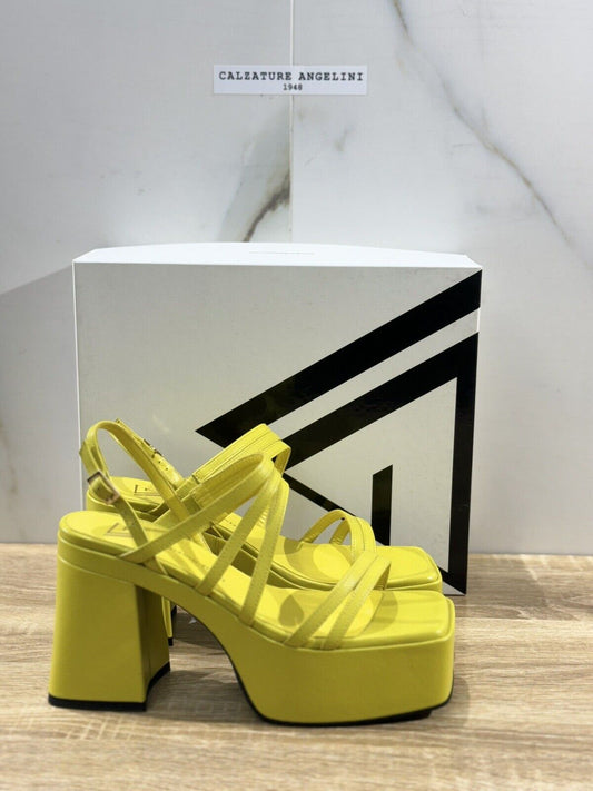 Giampaolo Viozzi Sandalo Donna Pelle Giallo  Luxury Woman Sandal Platform 40