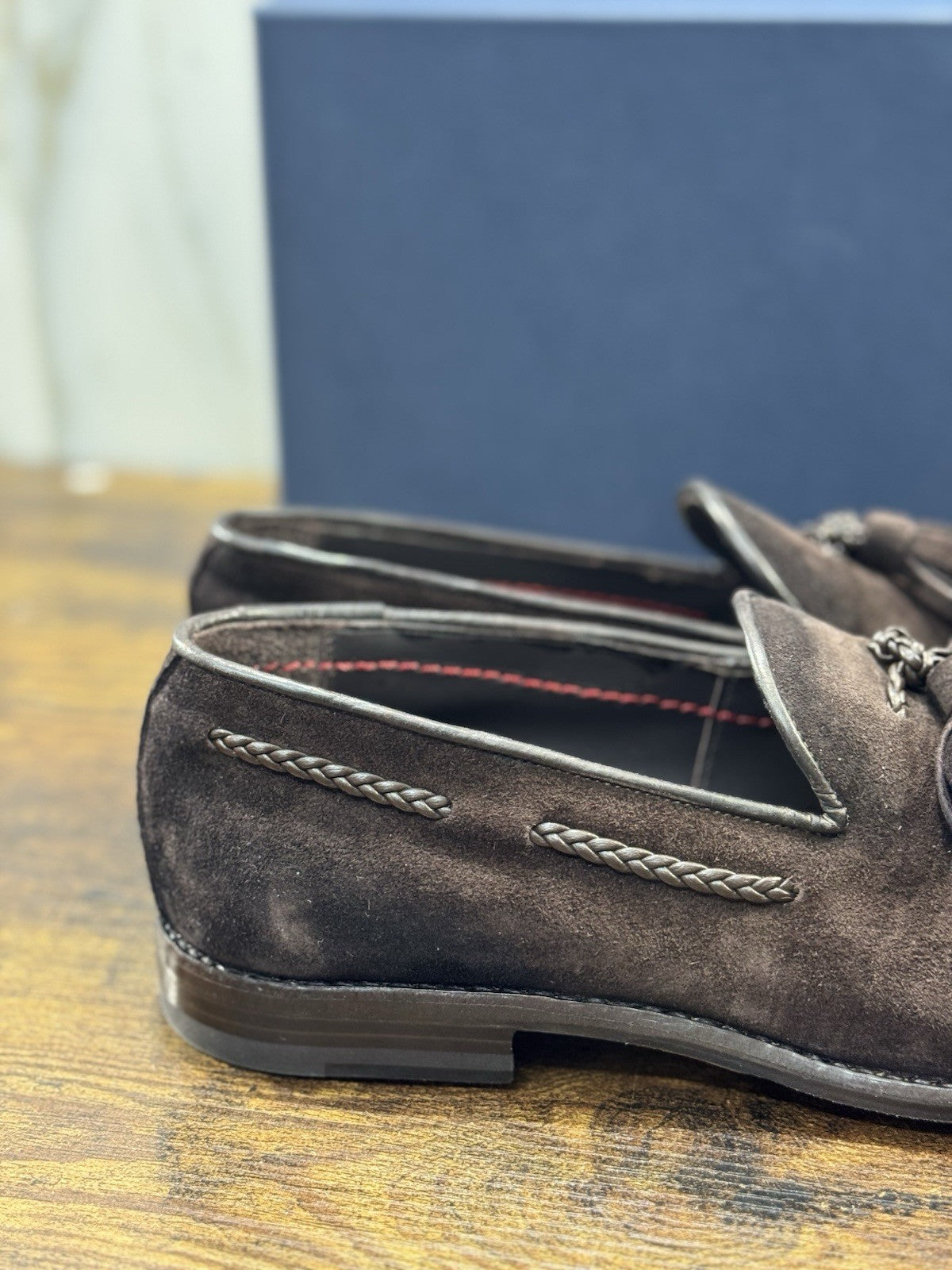 Claudio Marini Calzolaio Mocassino Fatto A Mano Suede Marrone Nappine Uomo 41