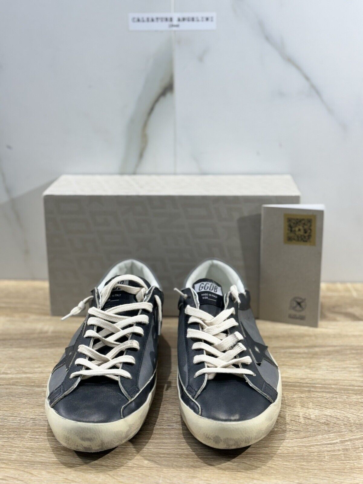 Golden Goose Sneaker Uomo Super Star Nero Grigio  Pelle Luxury Men Sneaker 41