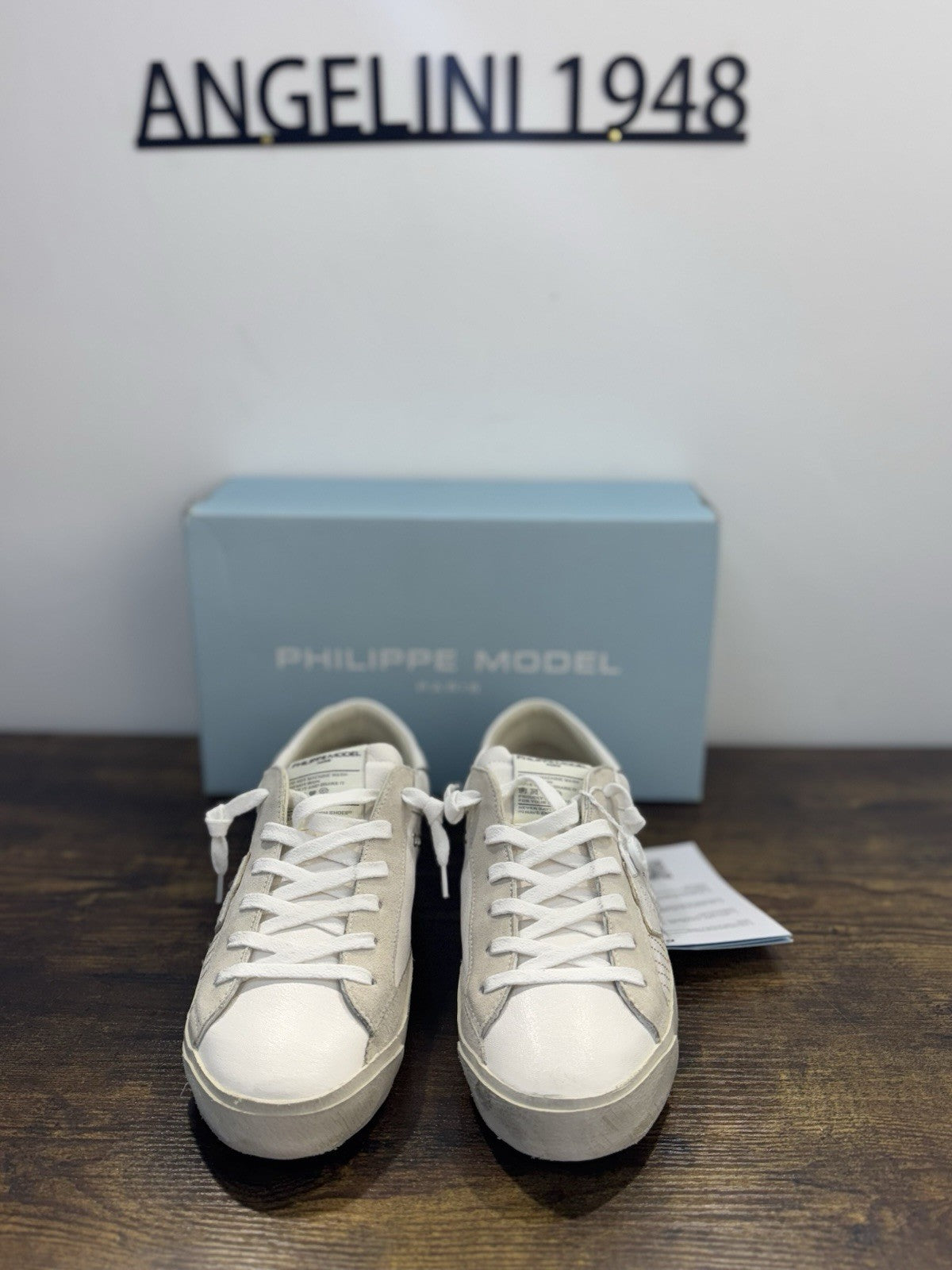 Philippe Model Paris Low Pelle Bianca  Casual Sneaker Uomo 45