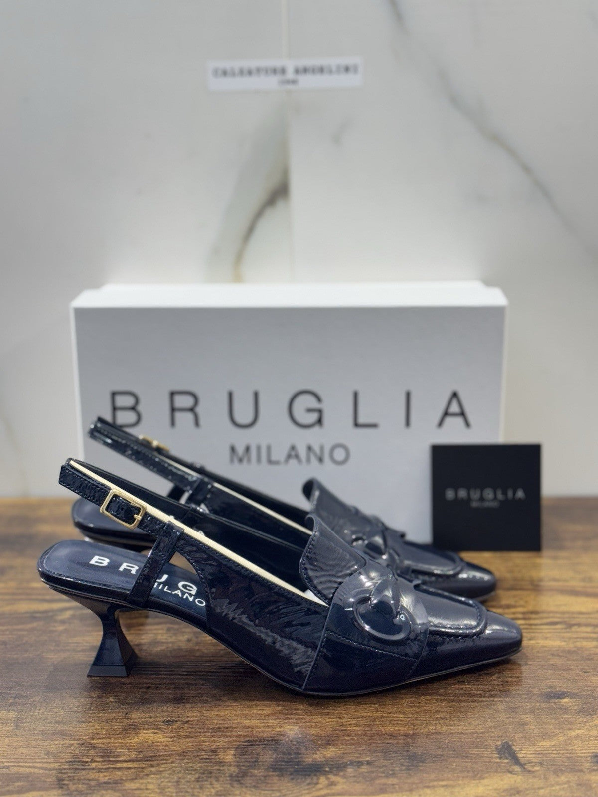 Bruglia Milano Slingback Blu   Tacco Top Quality Scarpe Donna 36