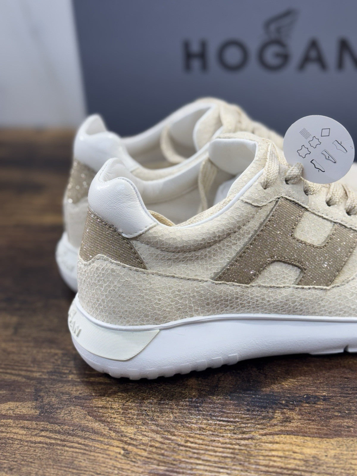 Hogan Interactive 3 Sneaker Pelle Beige Strass  Casual Hogan Donna 35.5