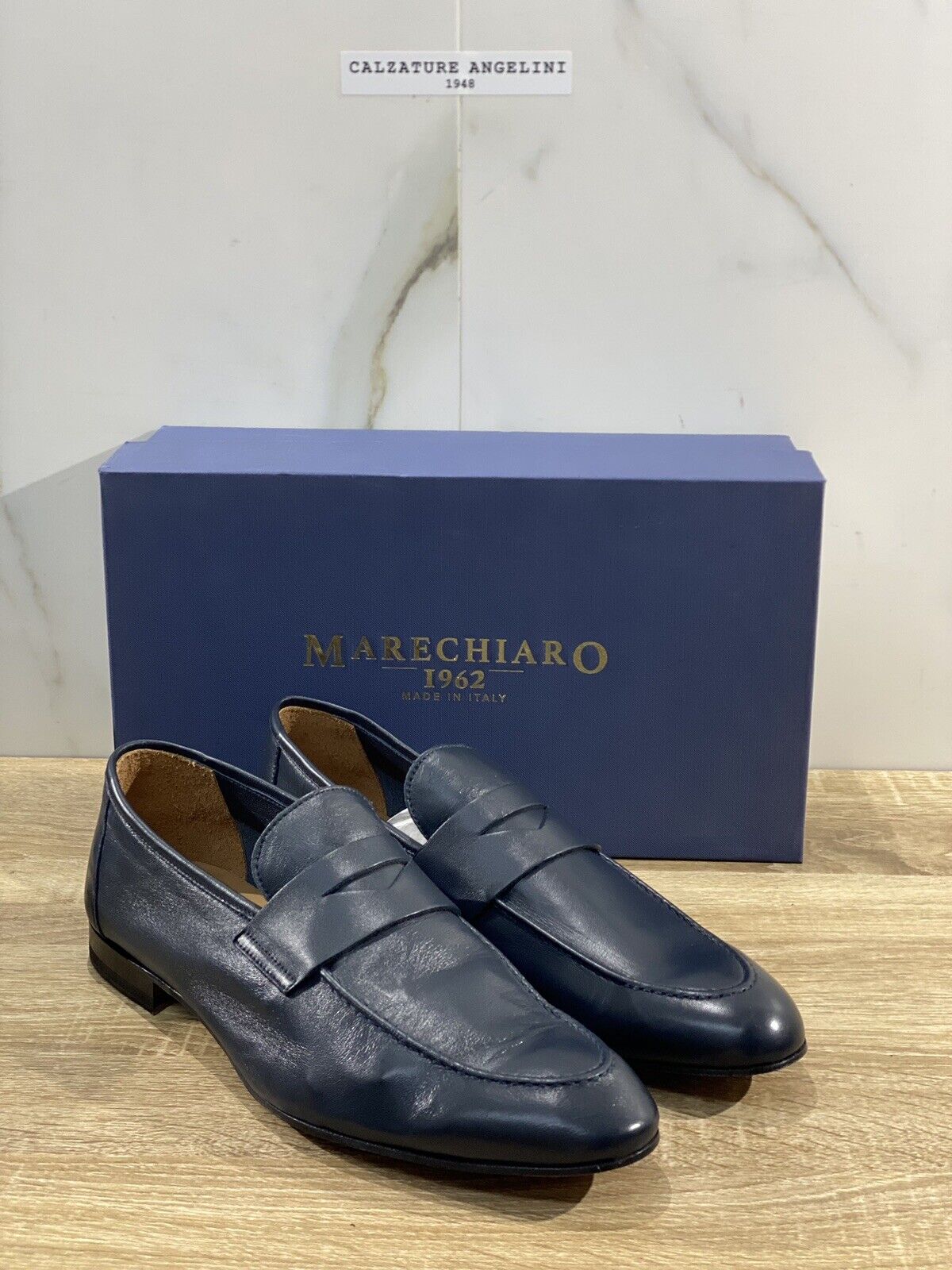 Marechiaro 1962 Mocassino Uomo Pelle Blu Fully Made In Italy 45