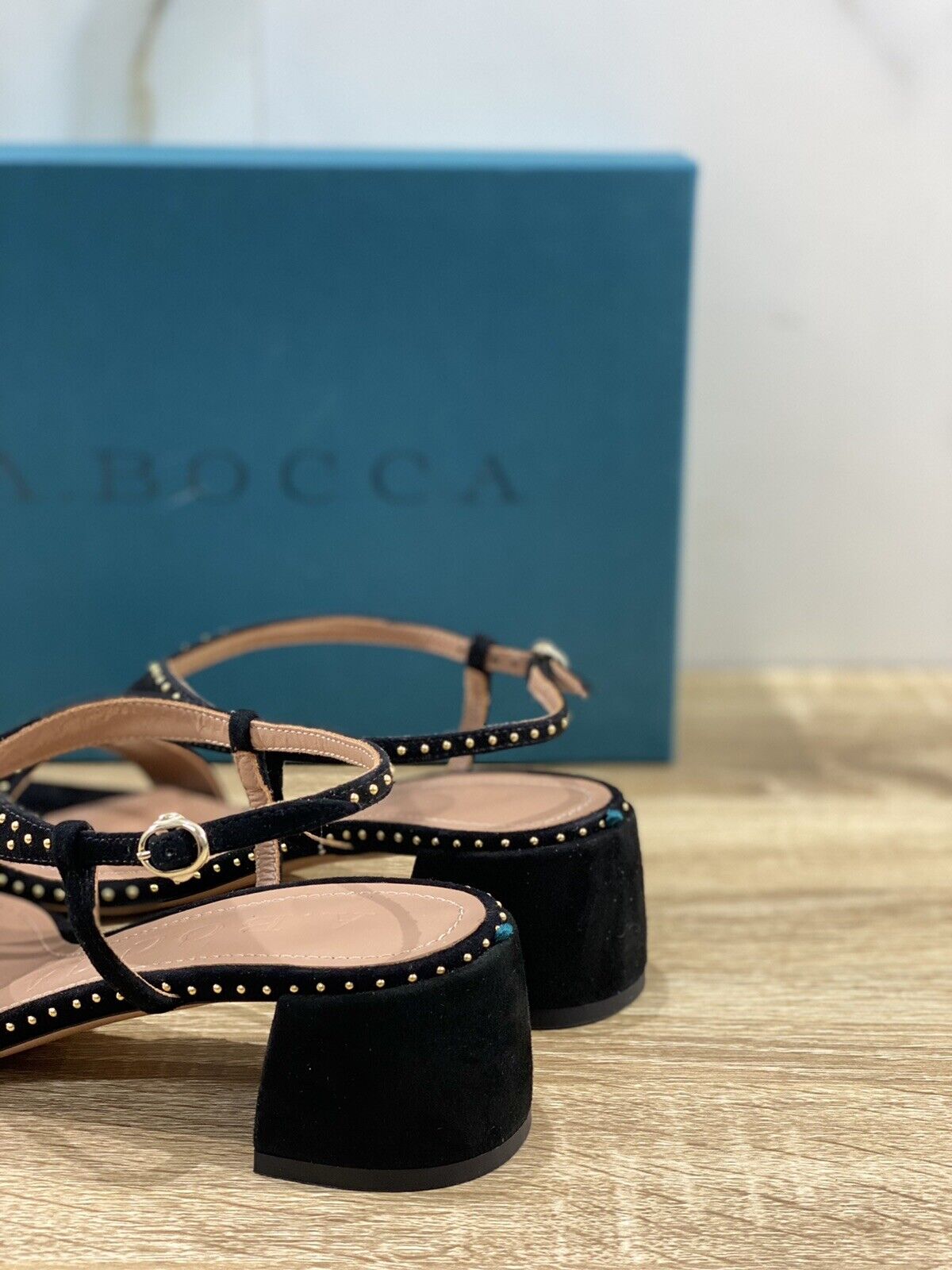 A.bocca Sandalo Donna AB2085A In Suede Nero    Luxury Sandal Woman 36