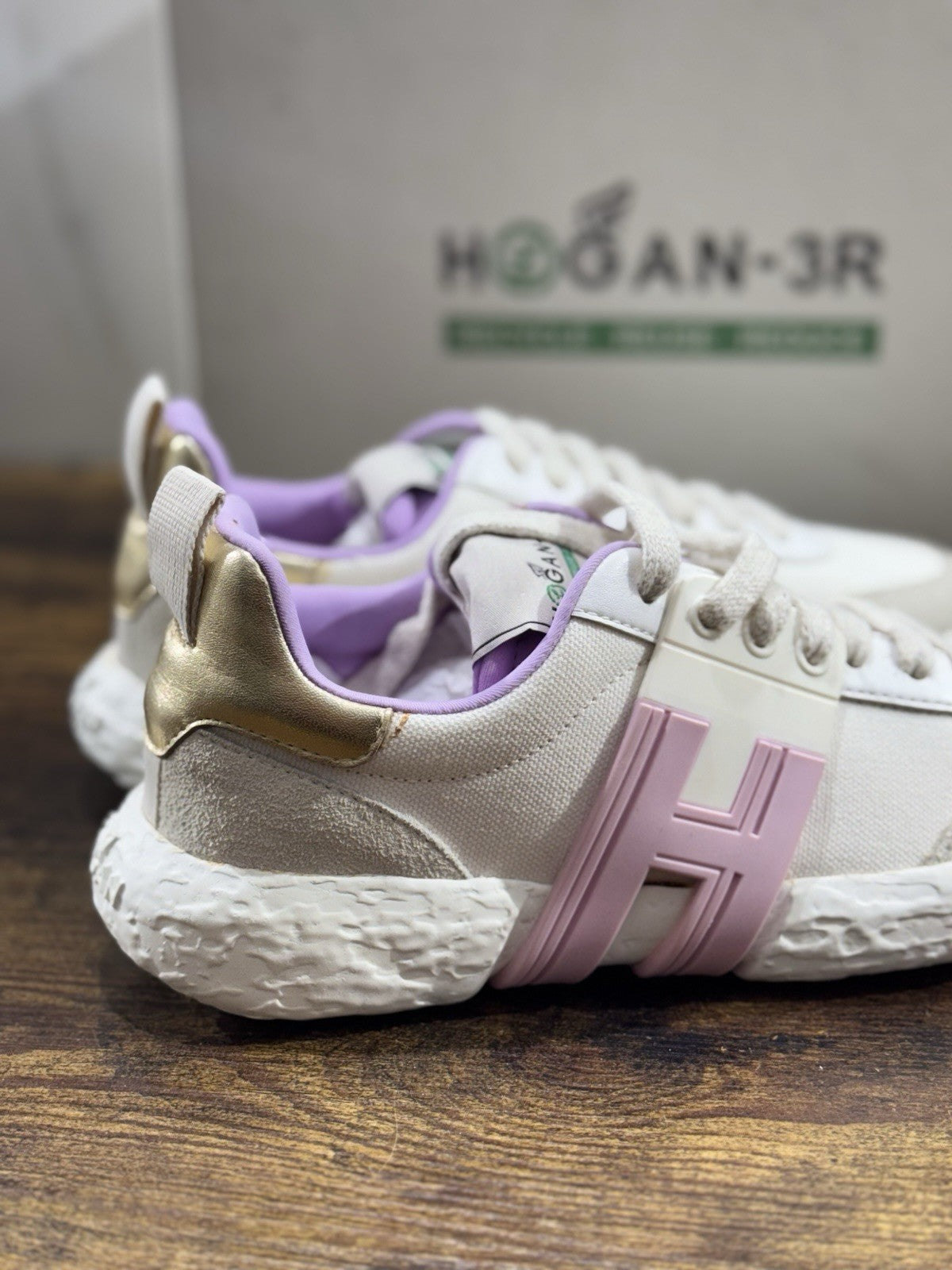 Hogan 3r Sneaker Pelle Bianca Rosa  Casual Hogan Donna 39