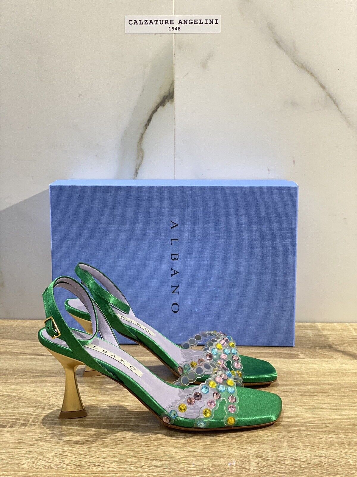 Albano Sandalo Donna Raso Smeraldo Con Tacco Luxury Sandal 40