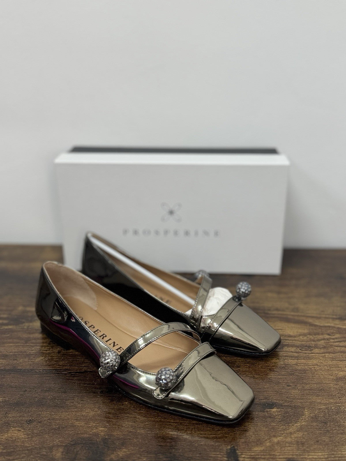 Prosperine Ballerina  Pelle Acciaio  Flat  Scarpa Donna 38.5