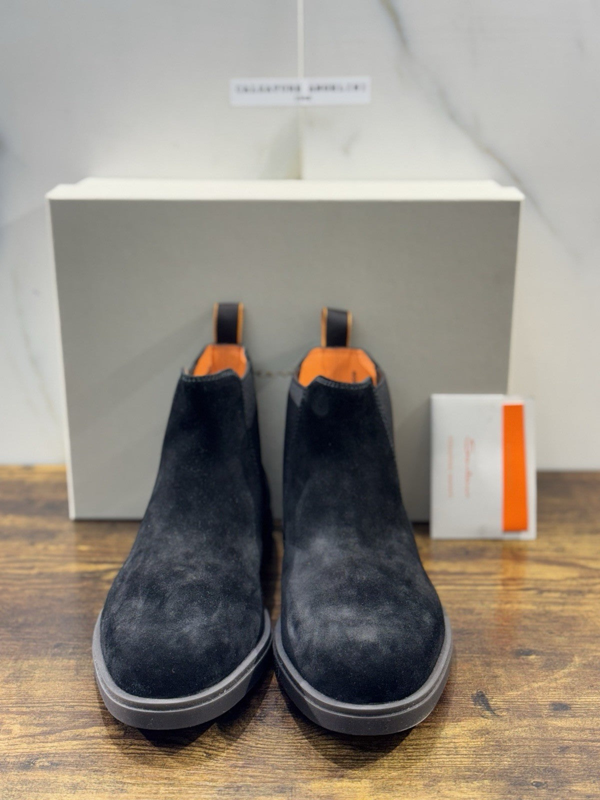 Santoni Chelsea Boot Suede Nero Luxury Santoni Uomo 44