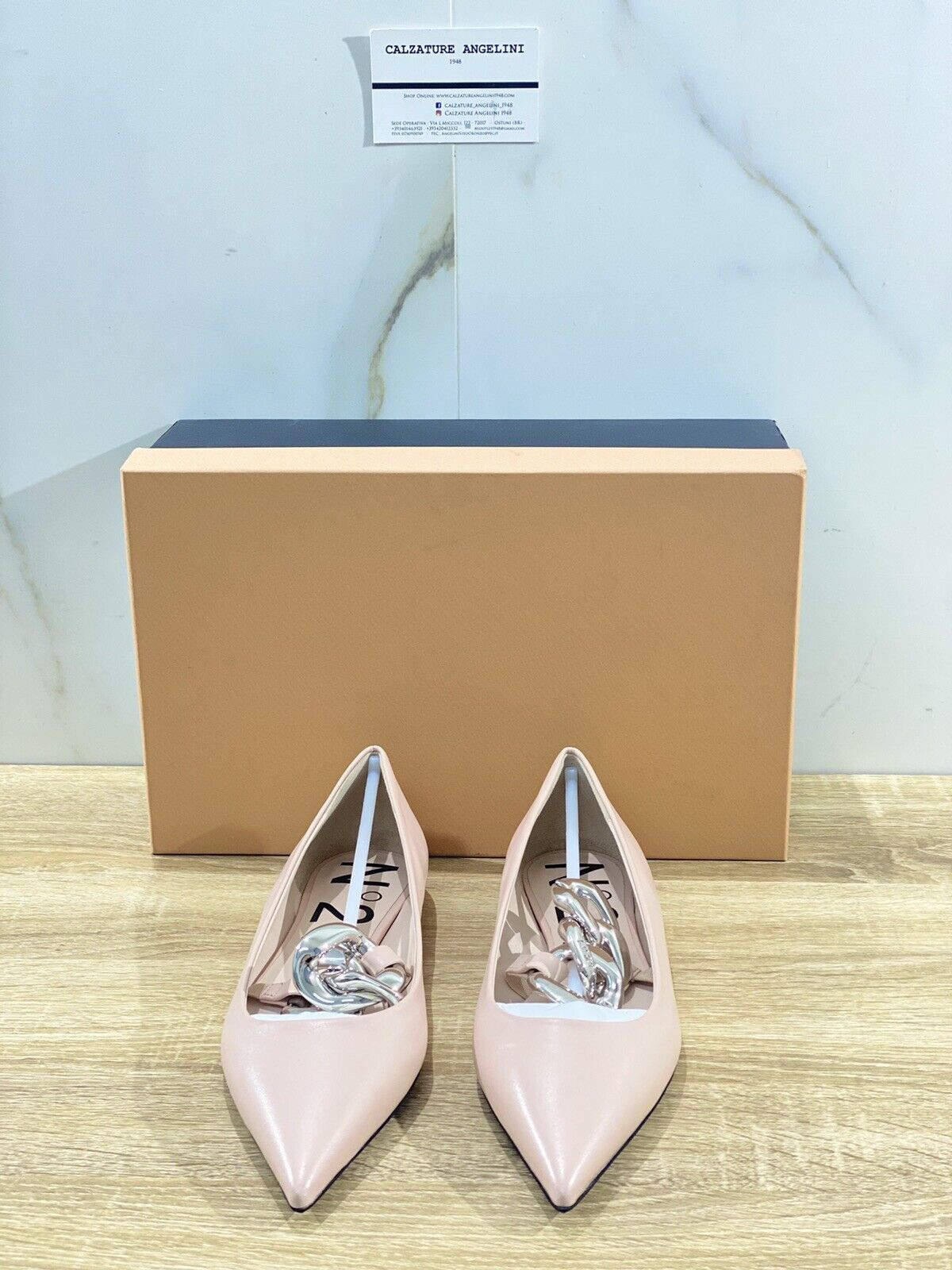 N21 Ballerina Donna In Pelle Nude Catena Luxury Woman Shoes N21 37