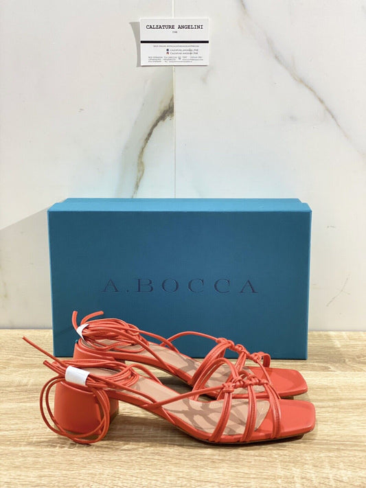 A.bocca Sandalo Donna AB2292 In Pelle Corallo Luxury Woman Shoes 38