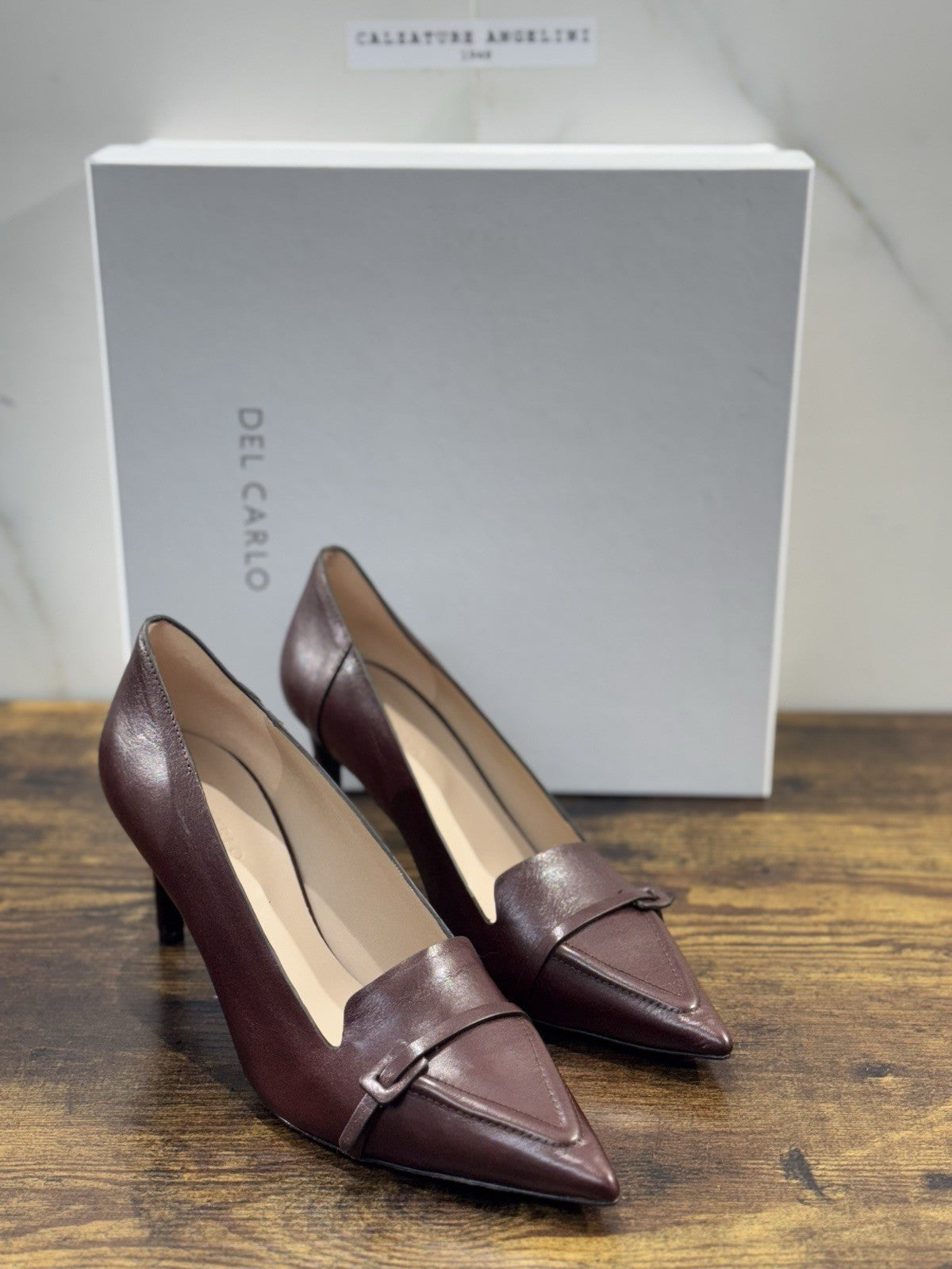Del Carlo Décolleté   Pelle  Castagna  Luxury Made In Italy Boot Donna 41