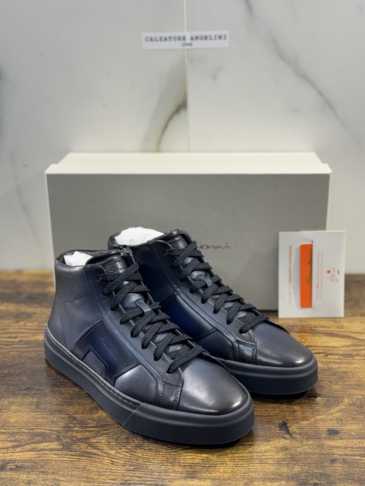 Santoni Sneaker Pelle Blu Luxury Men Santoni Shoes Icon Uomo 41