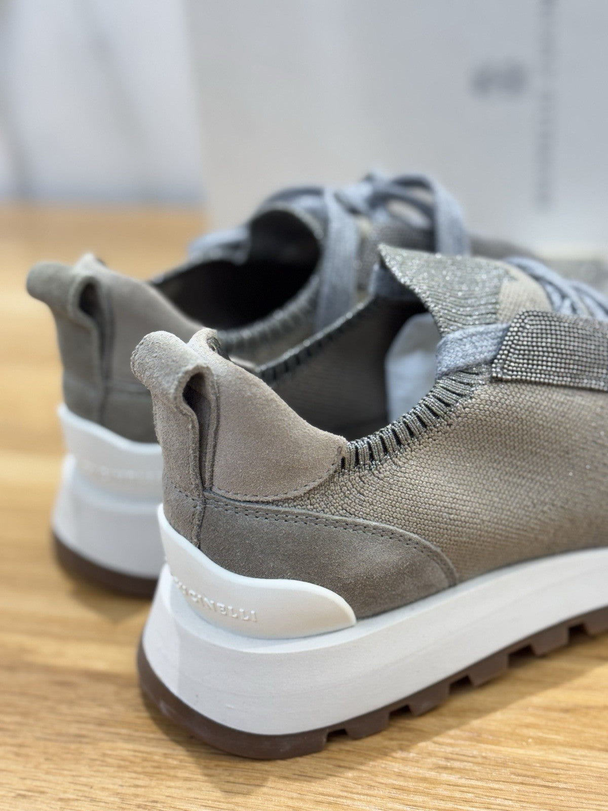 Brunello Cucinelli Sneaker  Suede Grey  Beige Luxury Cucinelli Scarpa Donna 36