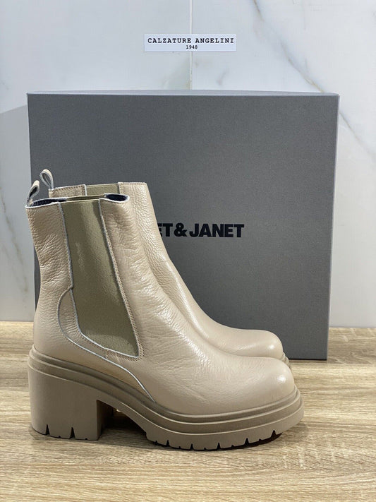 Janet & Janet Tronchetto Donna Giulia Pelle Cammello Casual Boot Donna 38