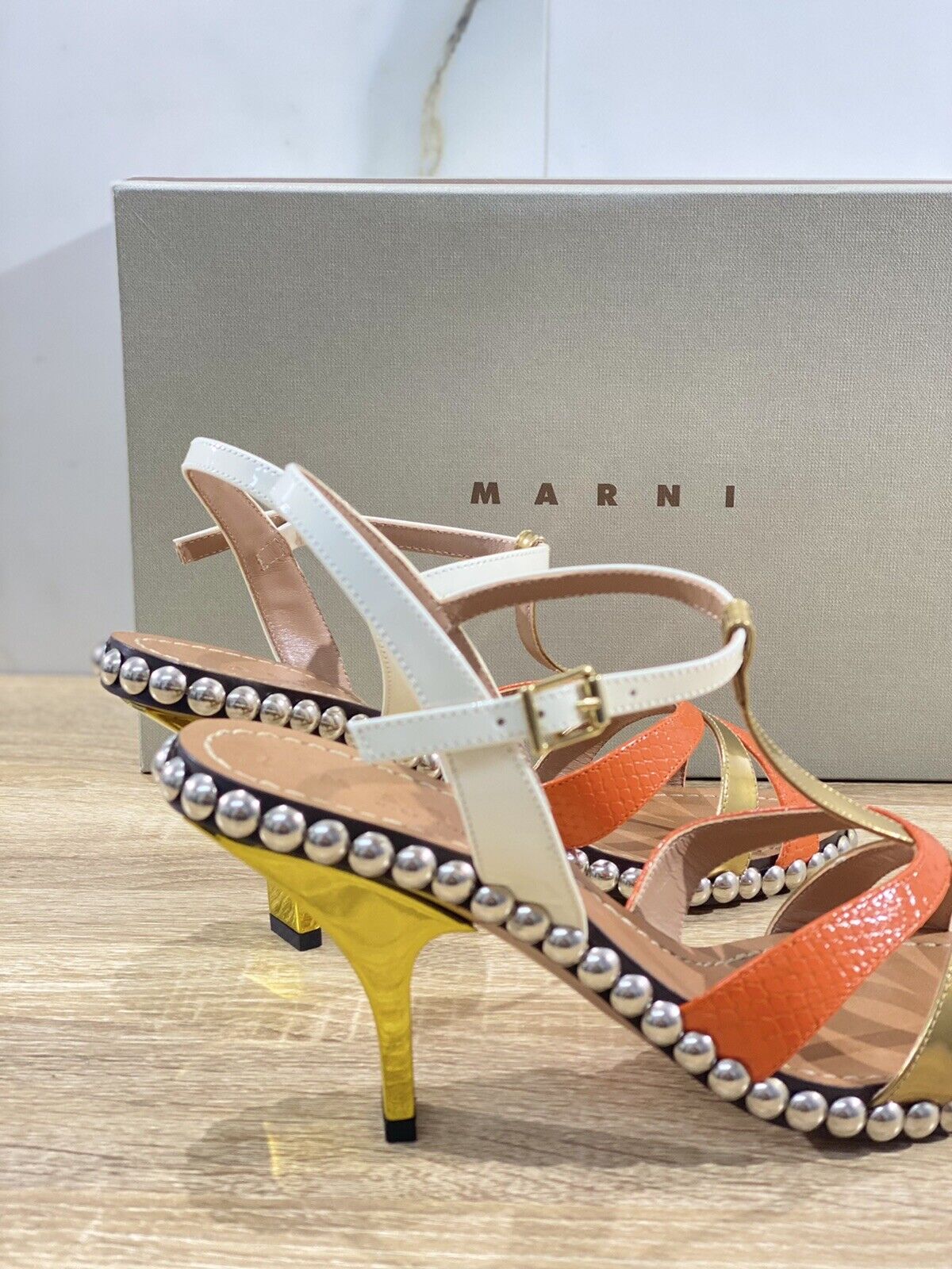 Marni Sandalo Donna In Pelle Arancio Luxury Marni Woman Shoes SAMS Numero 39