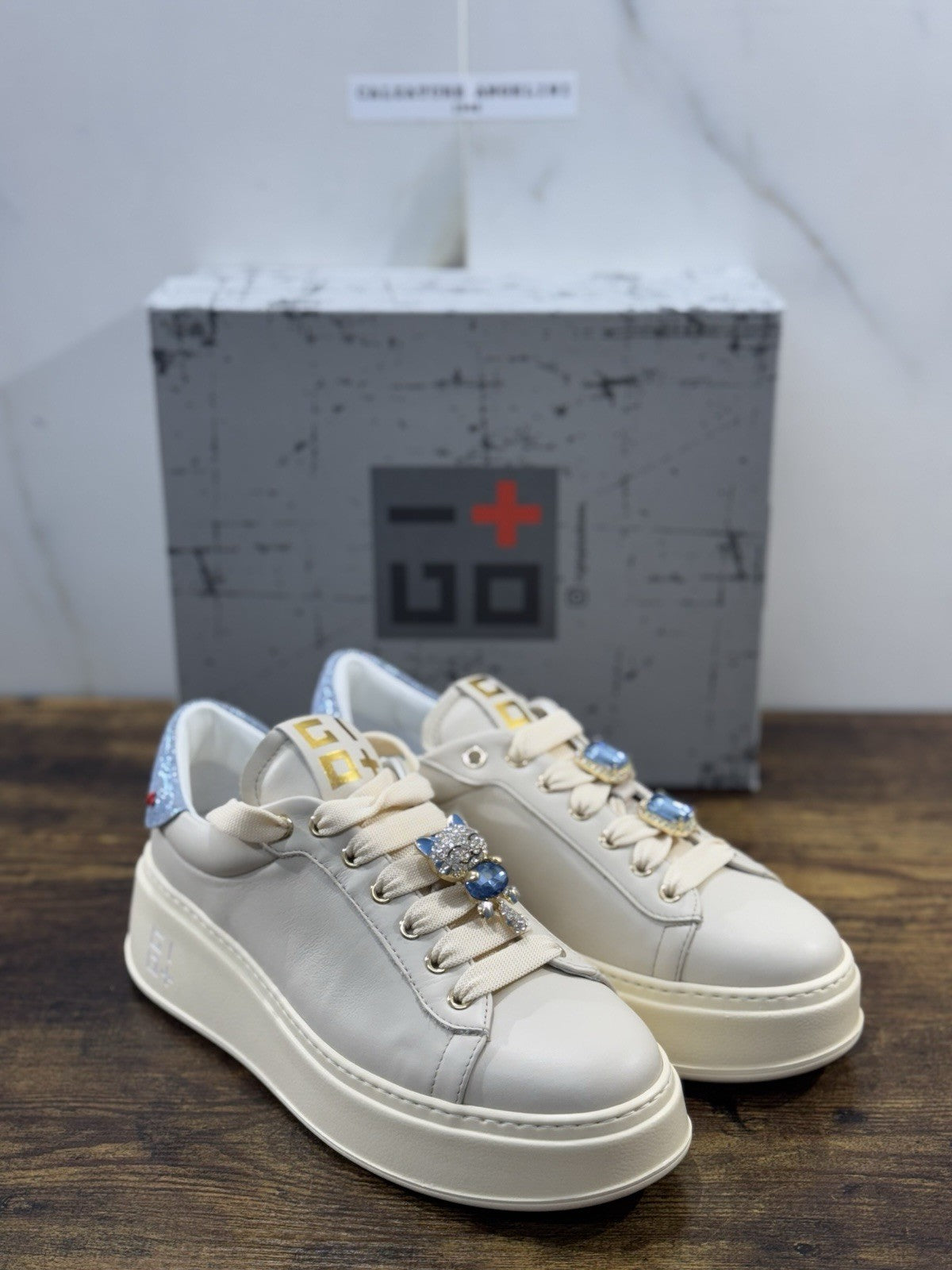 Gio+ Sneaker Pelle Crema Gatto  Causal Donna 39