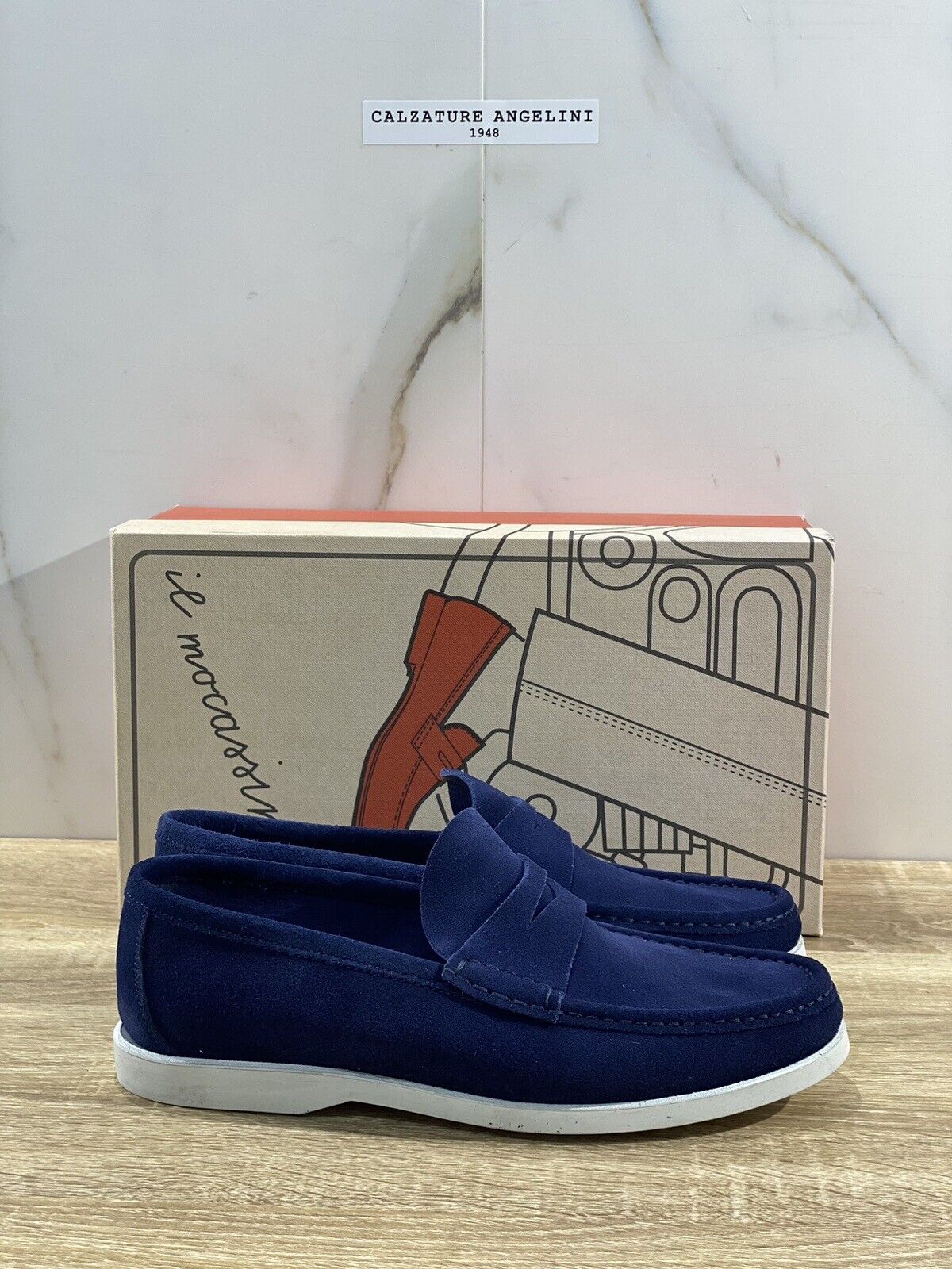 Il Mocassino Uomo In Suede Blu Fondo Gomma Ultra Flexi Made In Italy 41