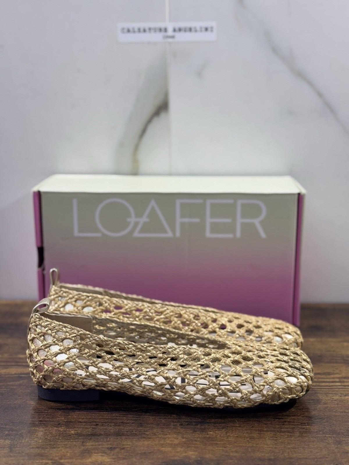 Ballerina Loafer Holes Pelle Oro Intrecciata Donna 40