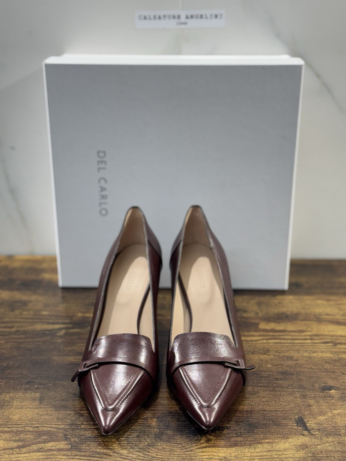 Del Carlo Décolleté   Pelle  Castagna  Luxury Made In Italy Boot Donna 41