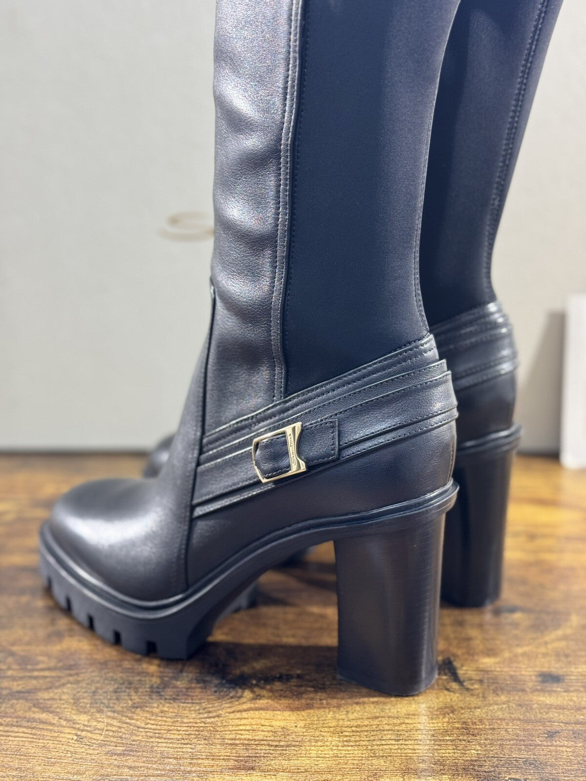 Santoni Stivali Donna In Pelle  Nera Con Tacco   Luxury Woman Boot Santoni 38.5