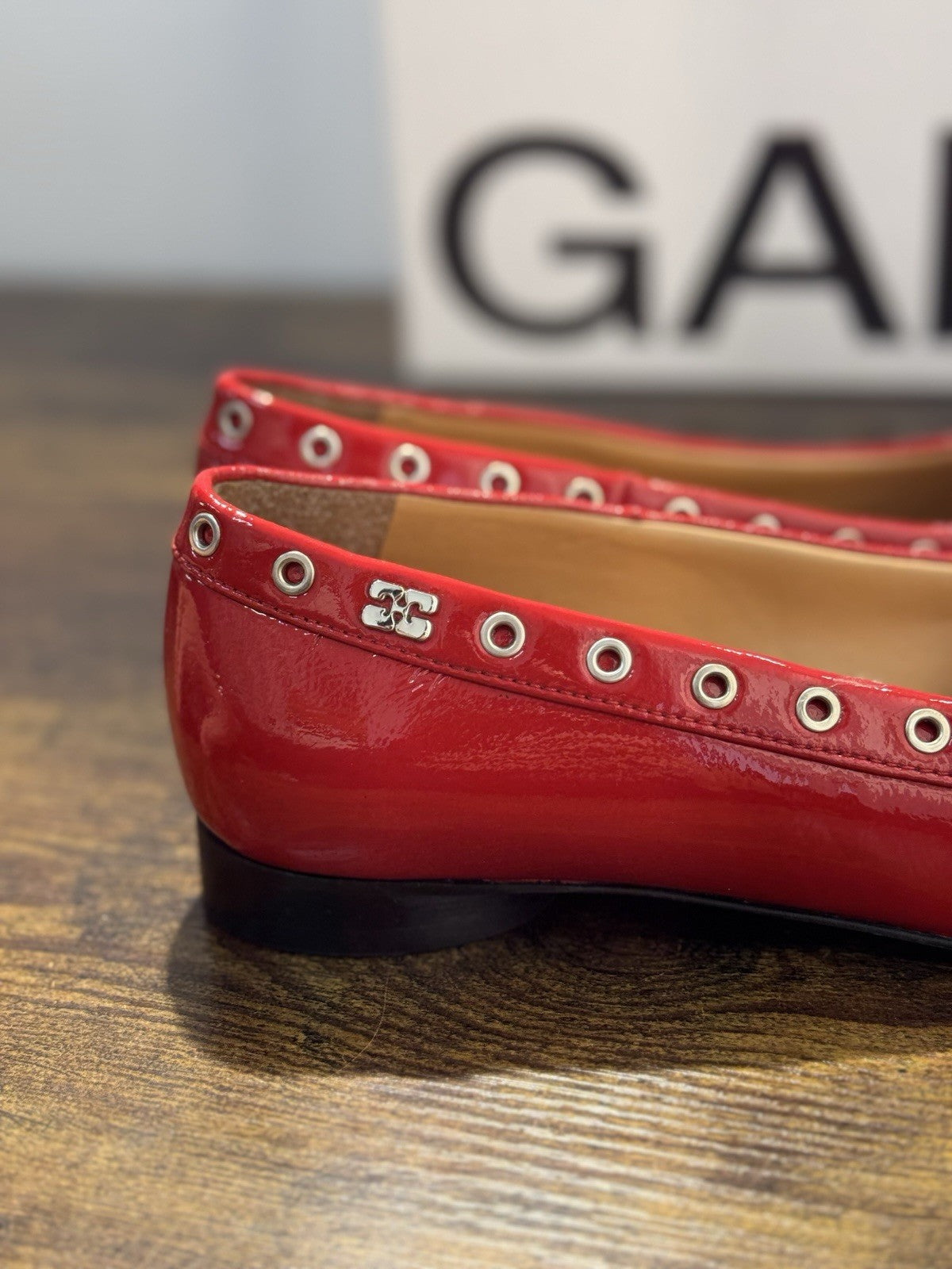 Ganni Ballerina  Rossa In Vernice Casual Ganni Scarpa Donna 36