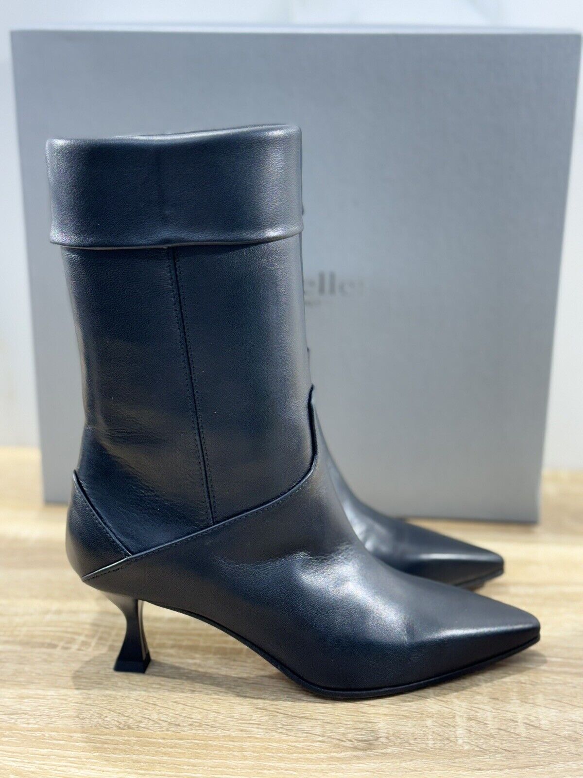 The Seller Stivaletto Donna Pelle Nero Con Tacco  Handmade 41